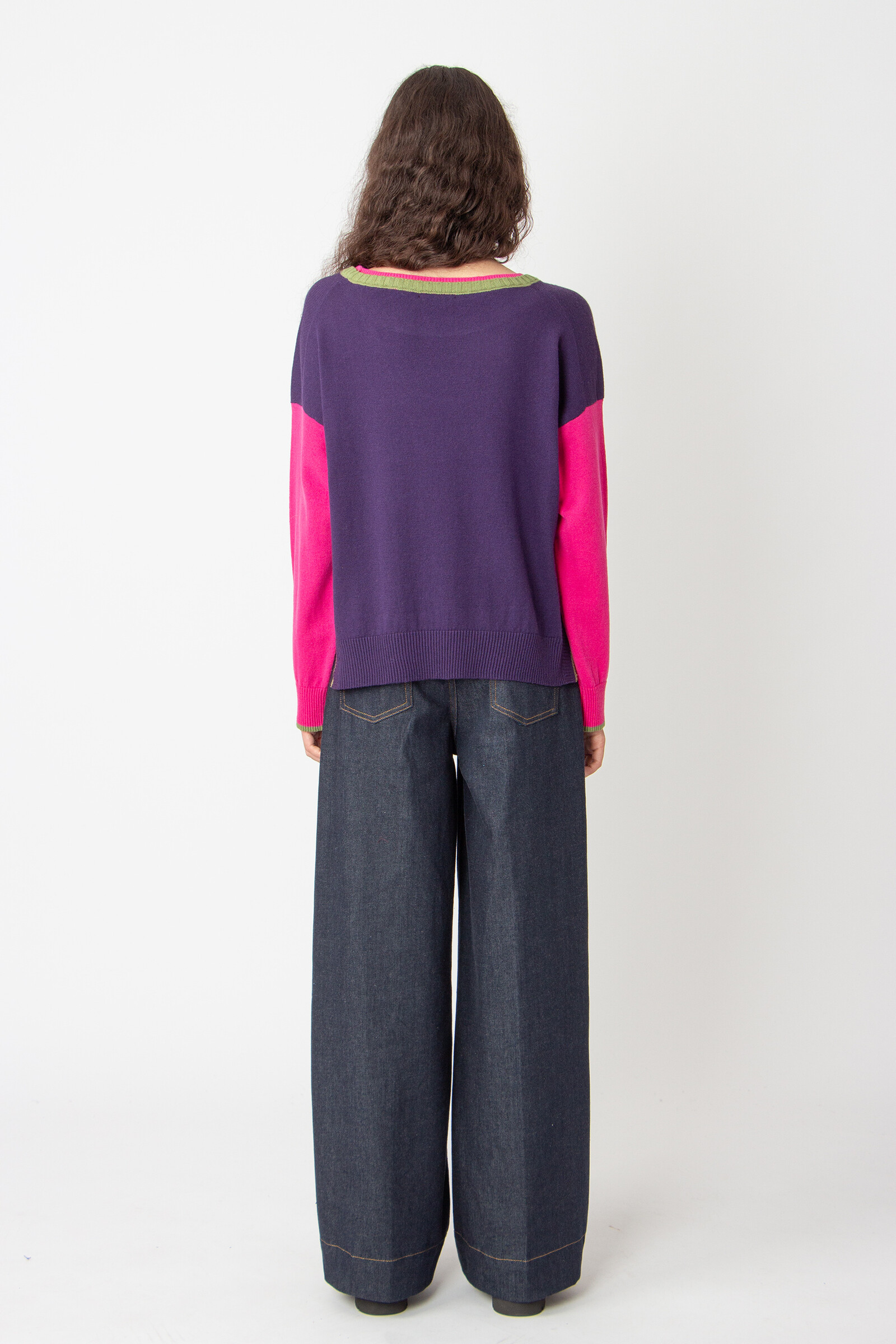 IVKO  Woman IVKO - Boat-Neck Pullover Color Blocking Plum