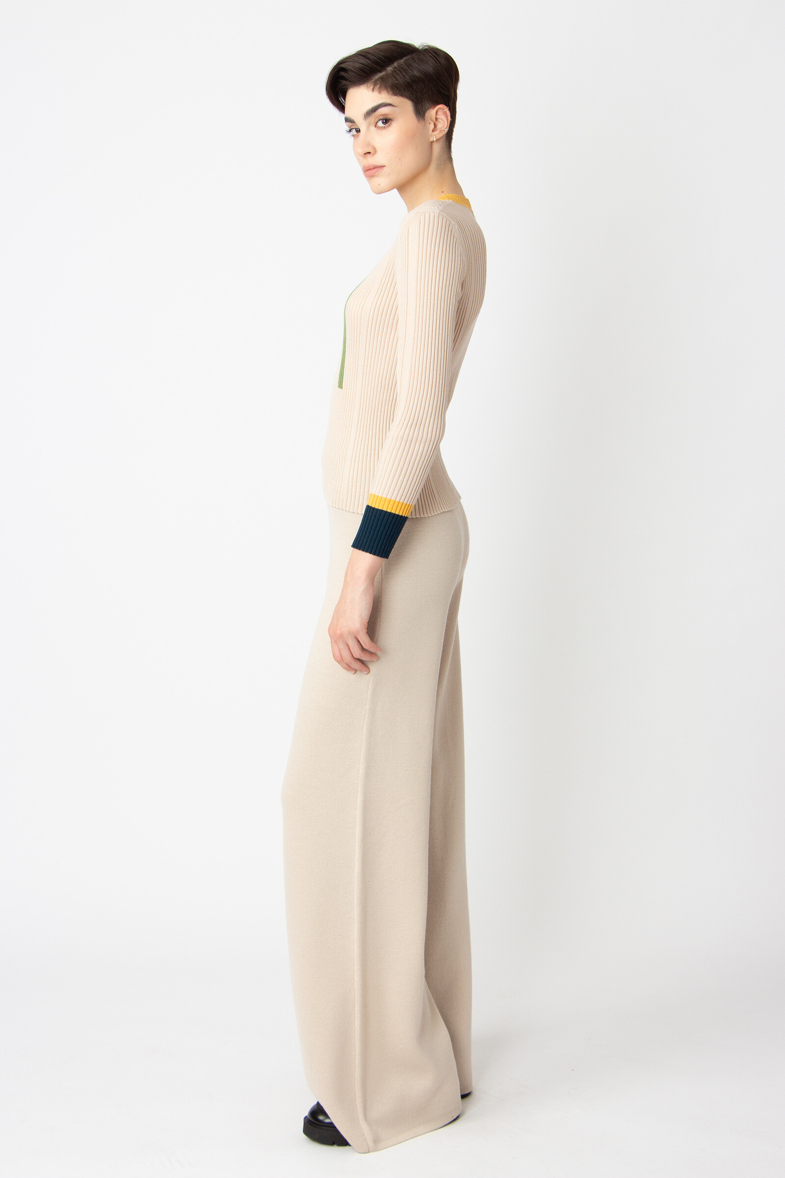 IVKO  Woman IVKO - Ribbed Pullover Contrasting Stripe Off-White