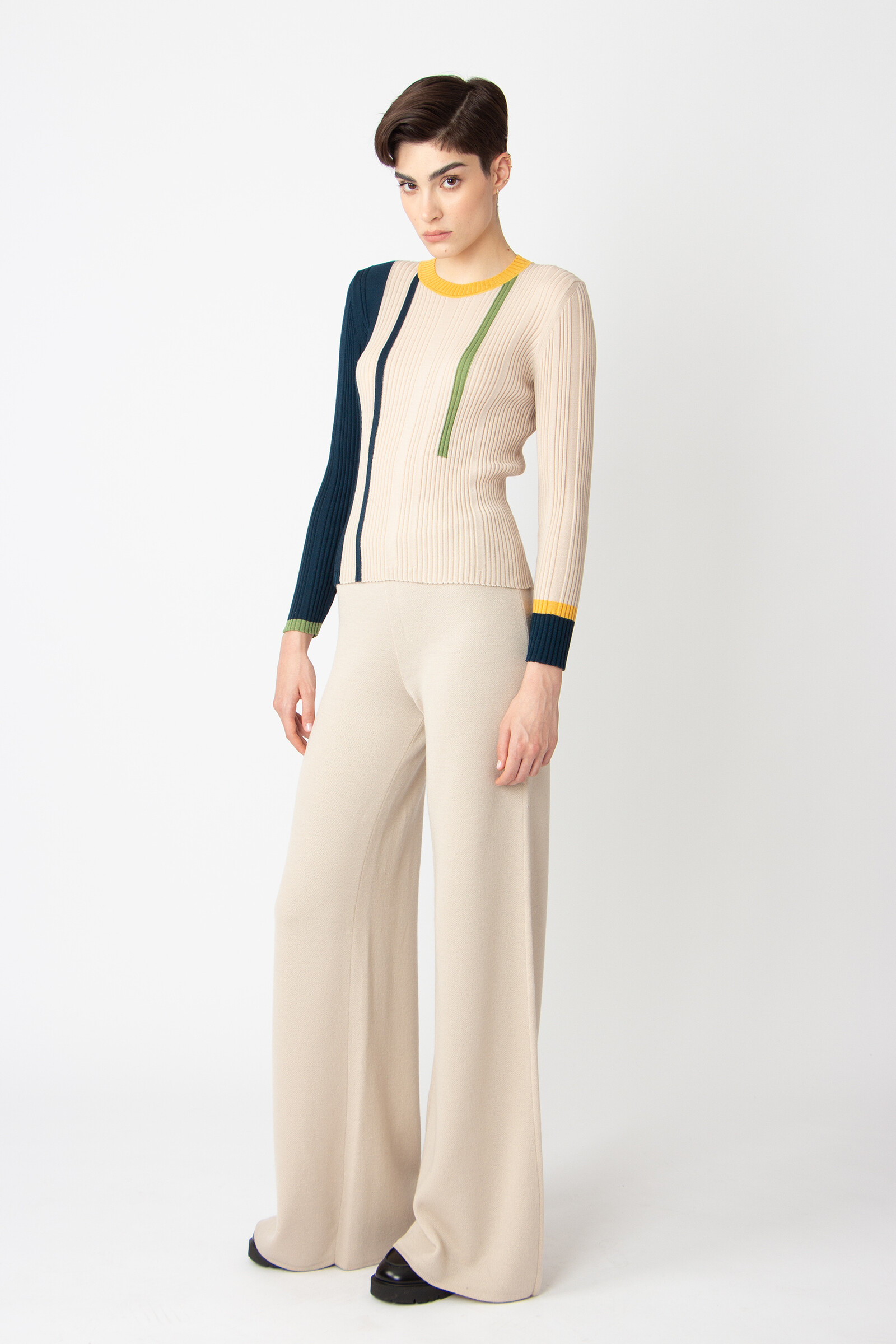 IVKO  Woman IVKO - Ribbed Pullover Contrasting Stripe Off-White