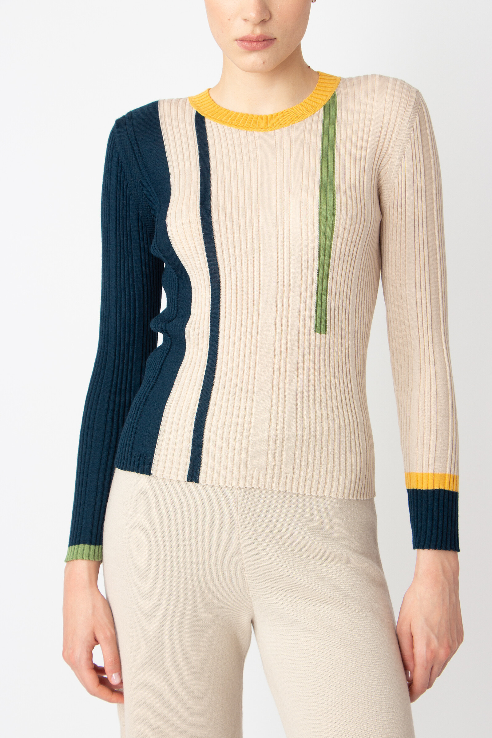 IVKO  Woman IVKO - Ribbed Pullover Contrasting Stripe Off-White