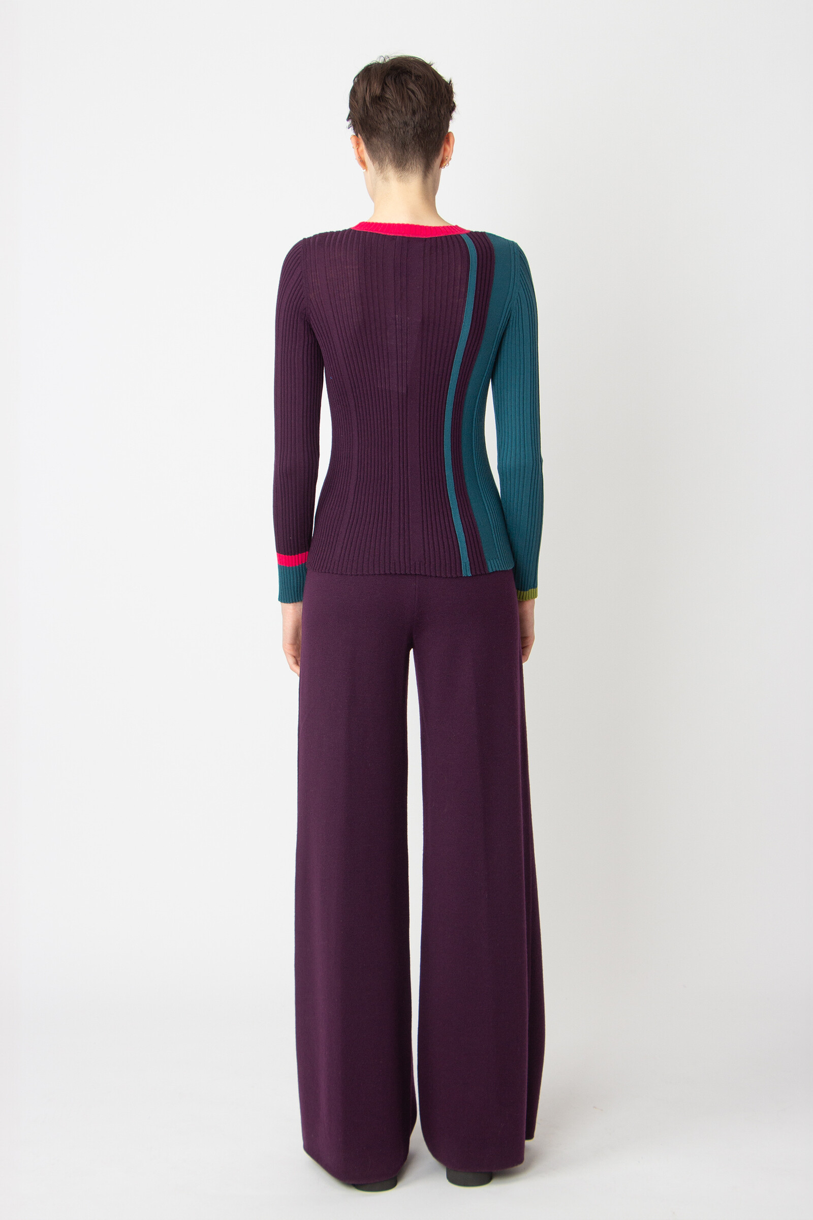 IVKO  Woman IVKO - Ribbed Pullover Contrasting Stripe Plum