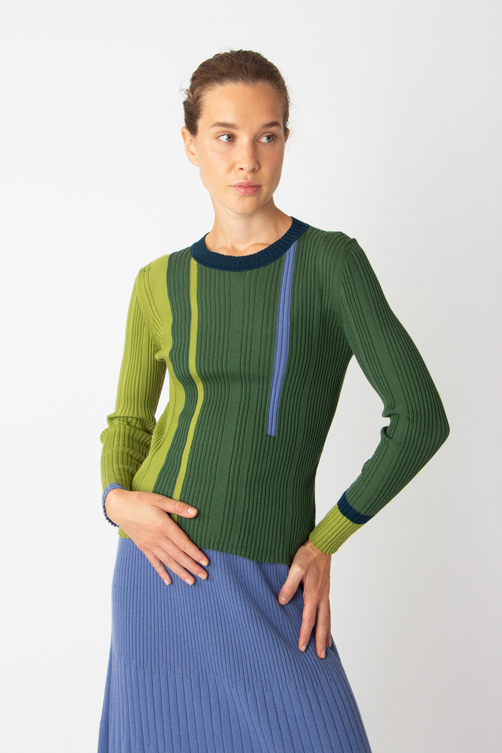 IVKO  Woman IVKO - Ribbed Pullover Contrasting Stripe Green