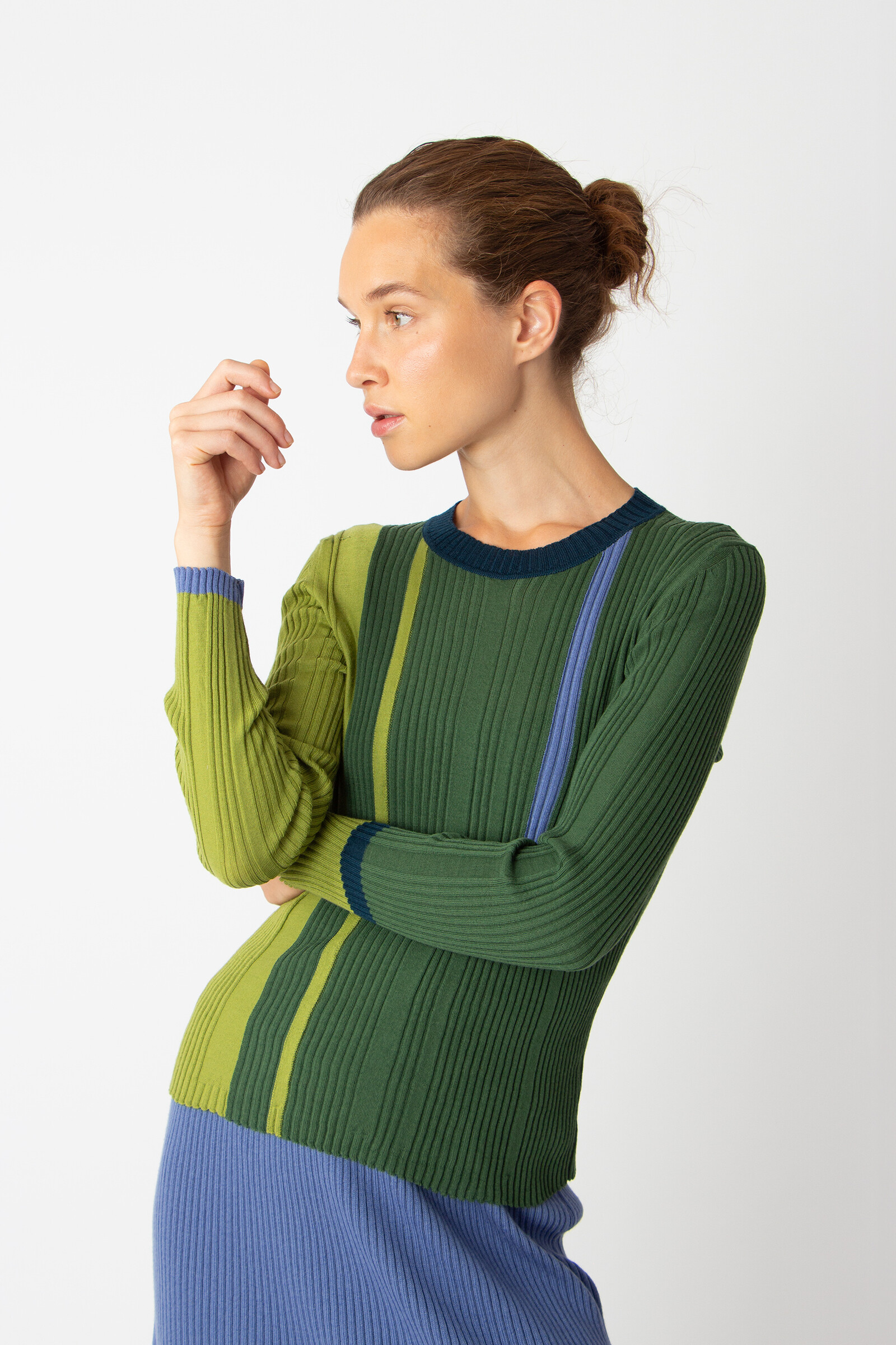 IVKO  Woman IVKO - Ribbed Pullover Contrasting Stripe Green