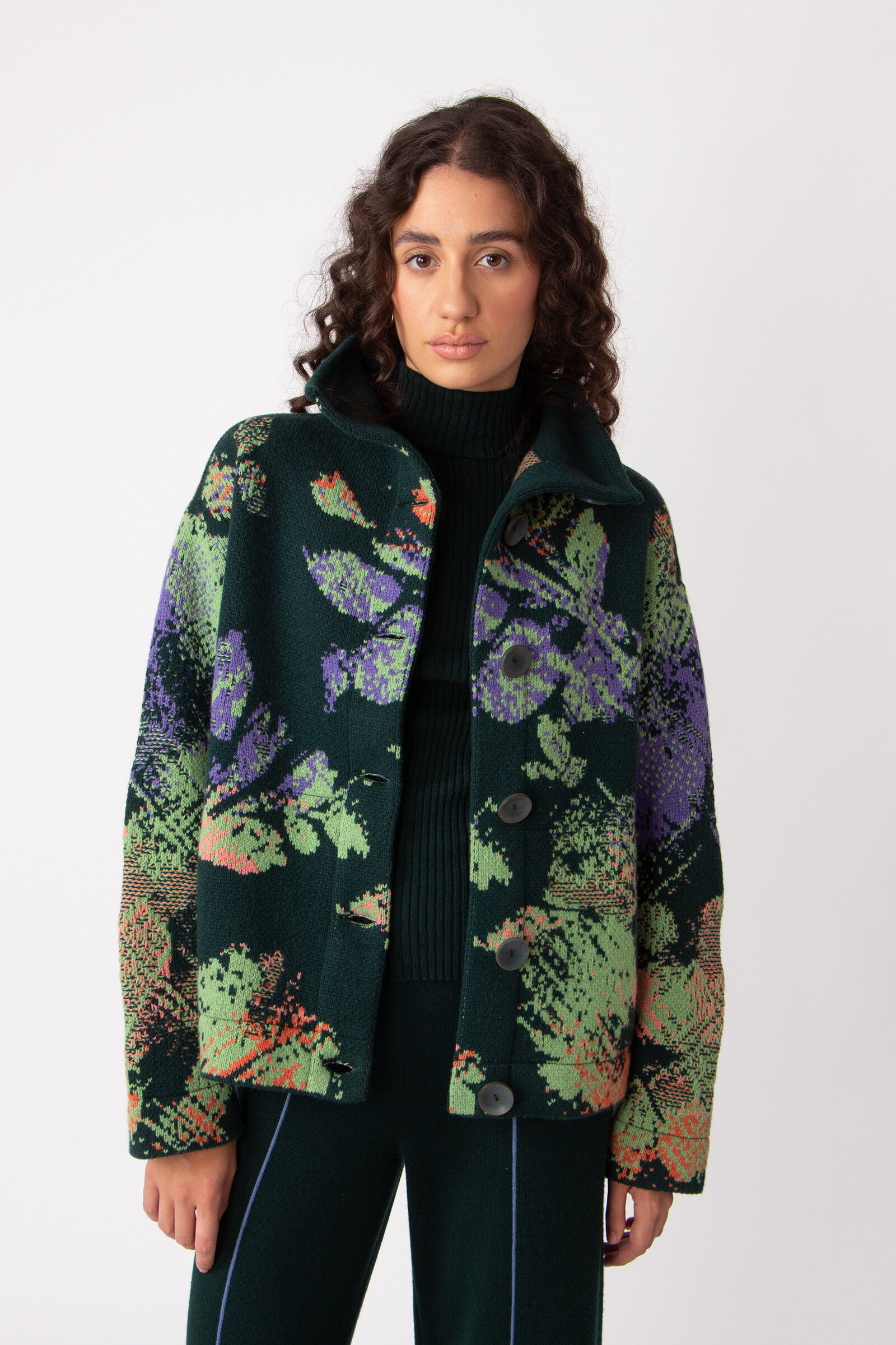 IVKO  Woman IVKO - Jacquard Roll-Neck Jacket Camouflage Pattern Forest