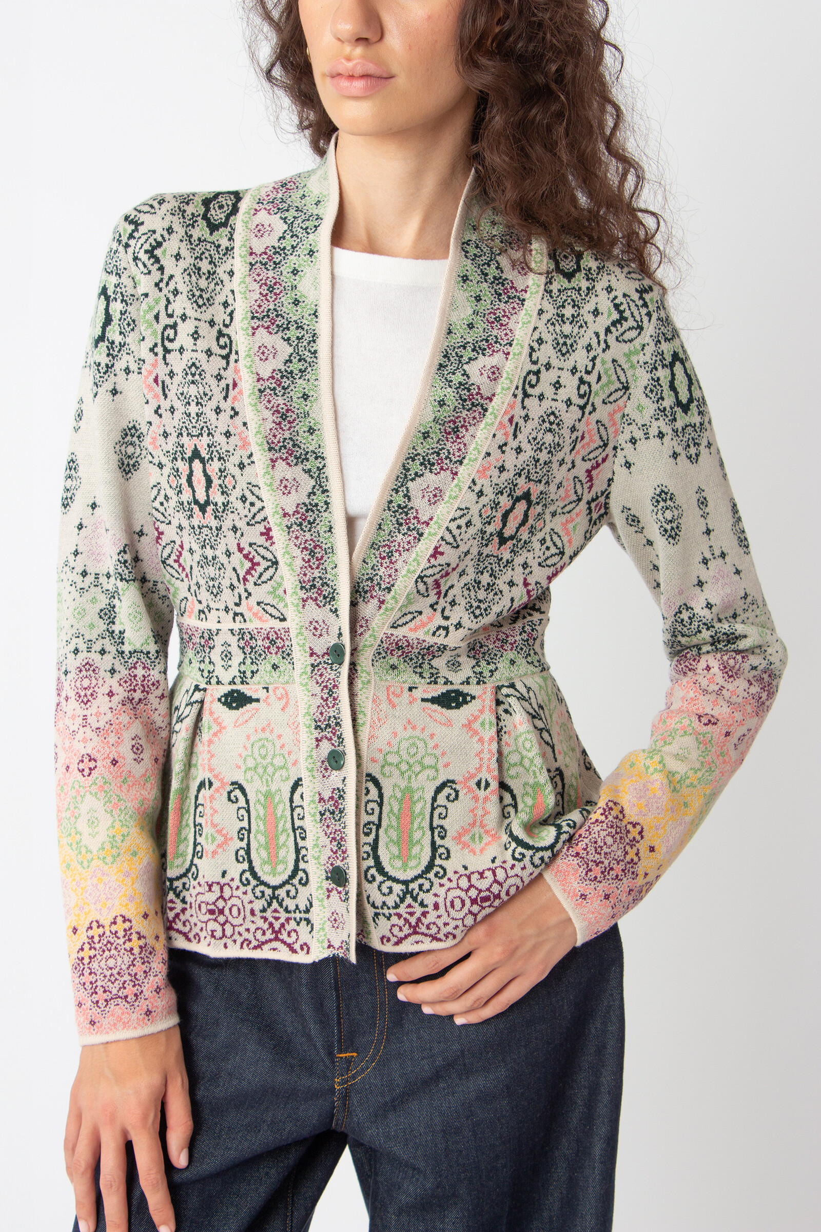 IVKO  Woman IVKO - Jacquard Jacket Ornament Pattern Off-White