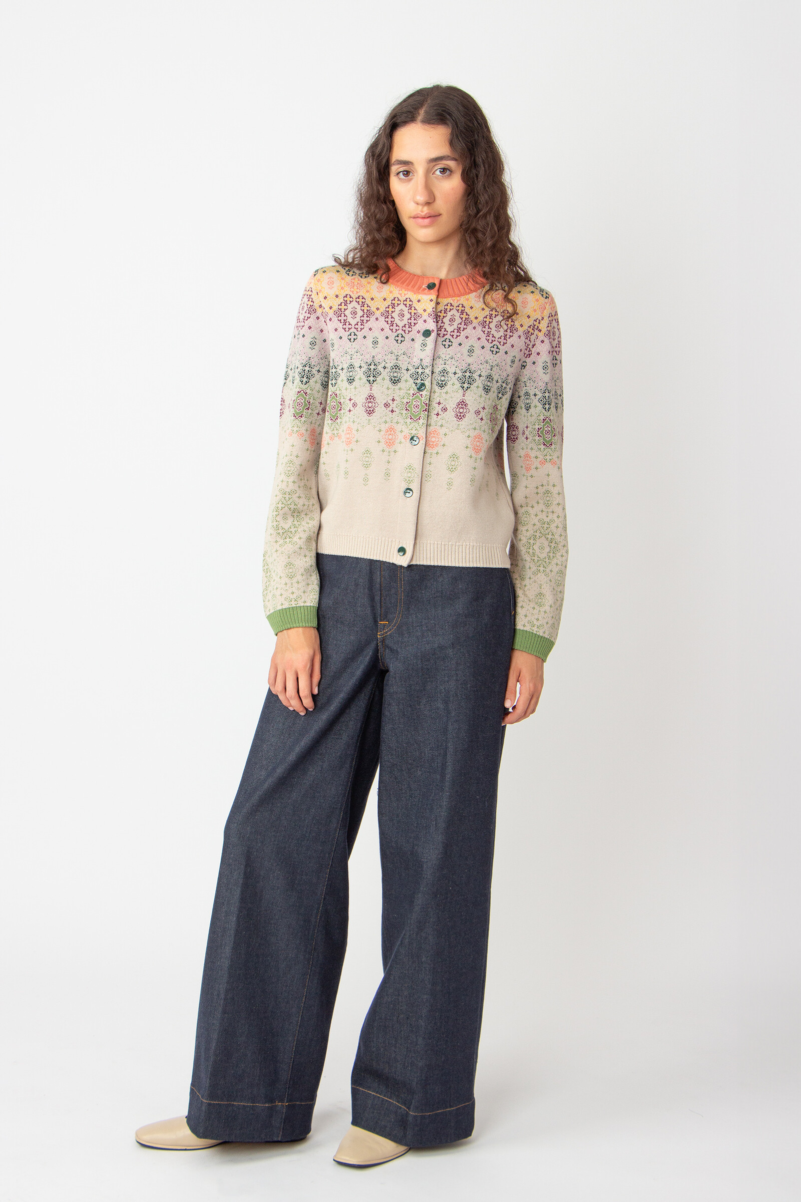 IVKO  Woman IVKO - Jacquard Cardigan Ornament Pattern Off-White