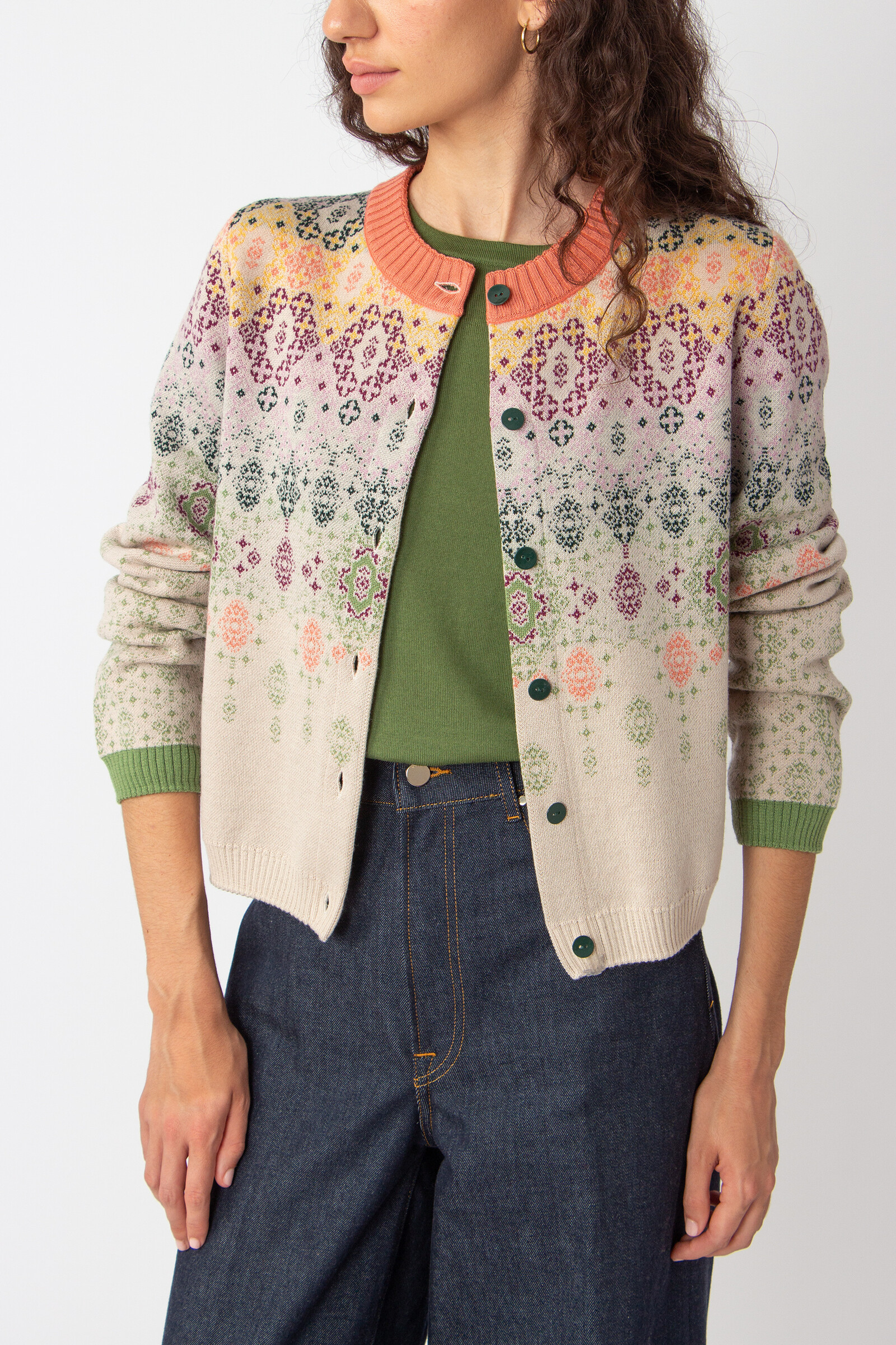 IVKO  Woman IVKO - Jacquard Cardigan Ornament Pattern Off-White