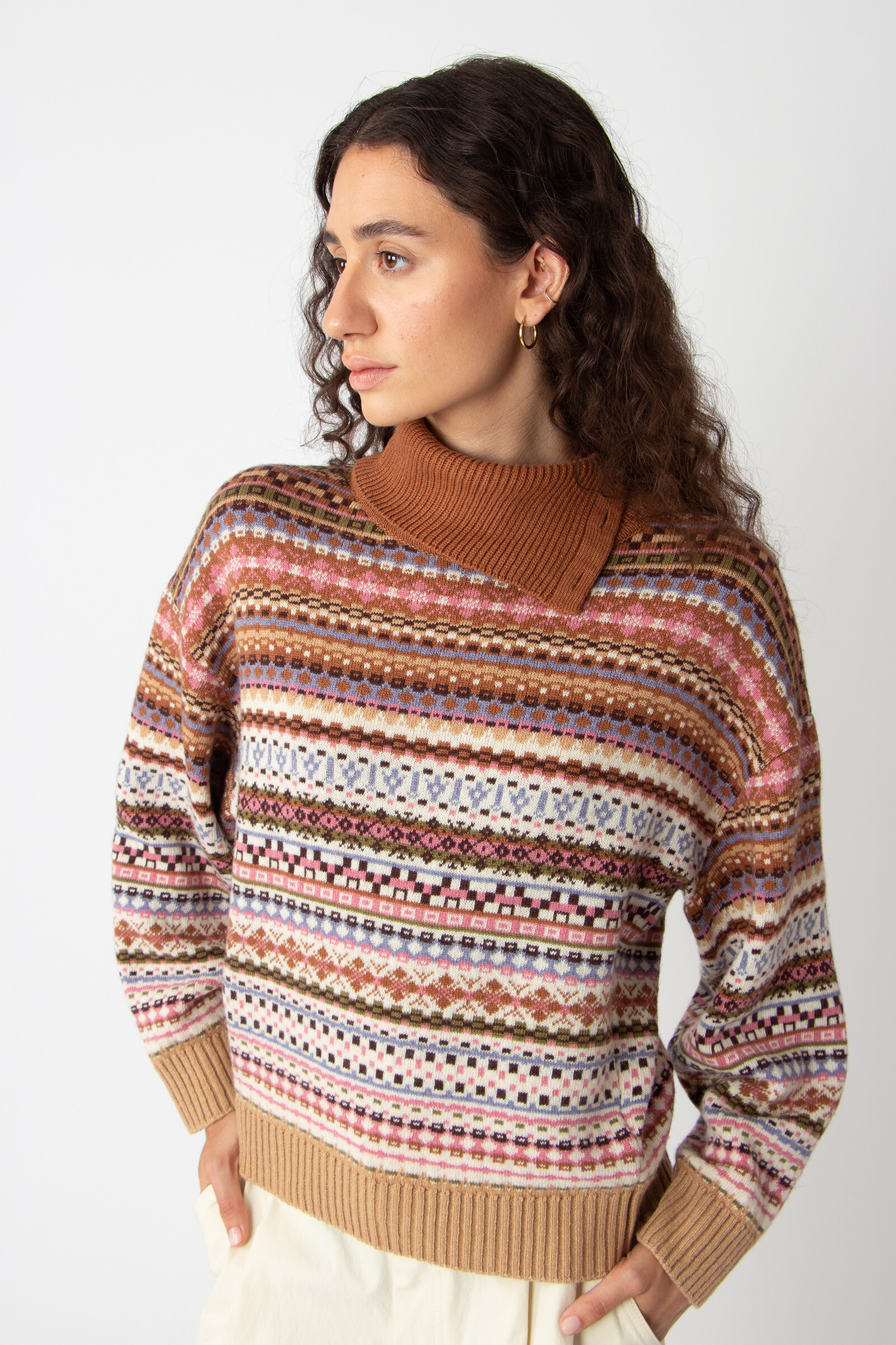IVKO  Woman IVKO - Roll-Neck Pullover Stripe Pattern Almond