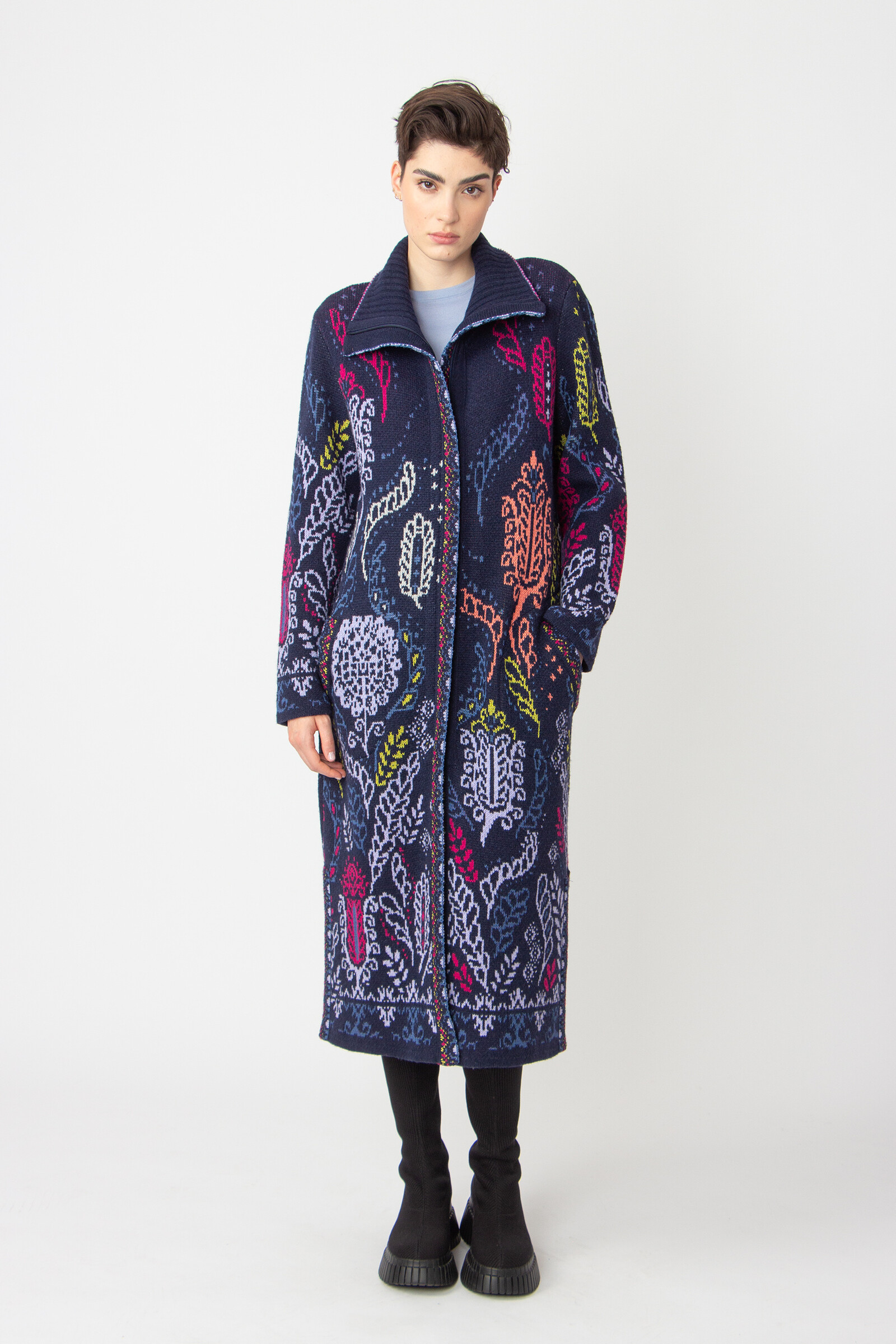 IVKO  Woman IVKO - Jacquard Coat Ornament Pattern Marine