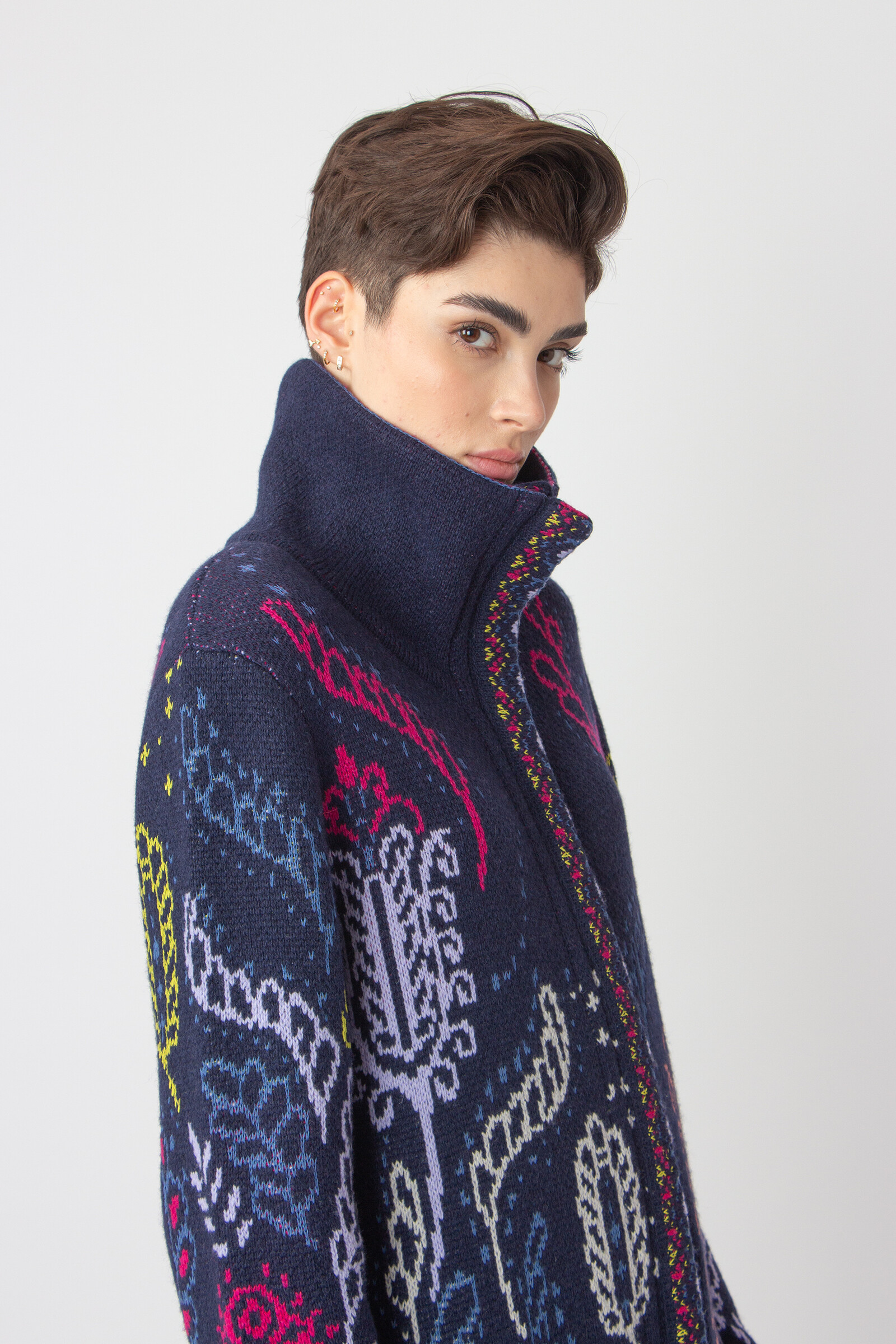 IVKO  Woman IVKO - Jacquard Coat Ornament Pattern Marine