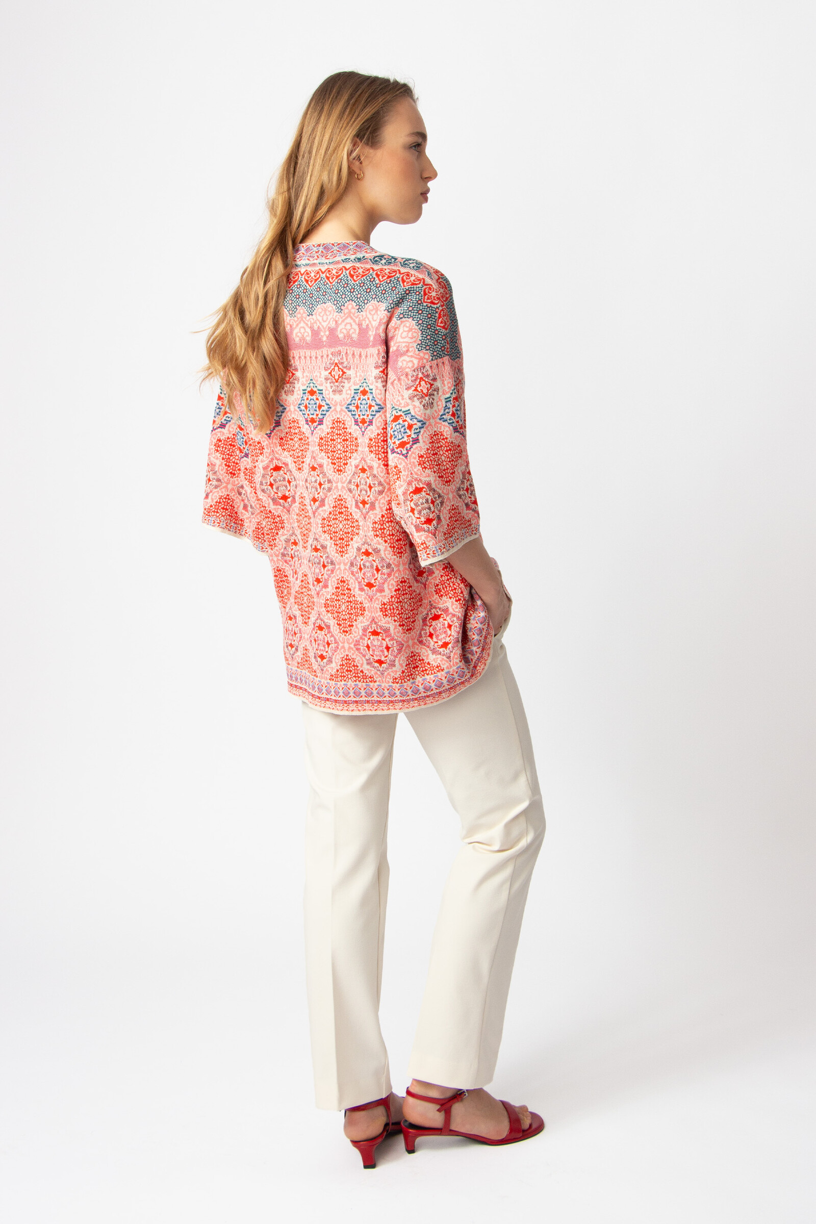 IVKO  Woman IVKO - Long Cardigan Morocco Pattern Coral