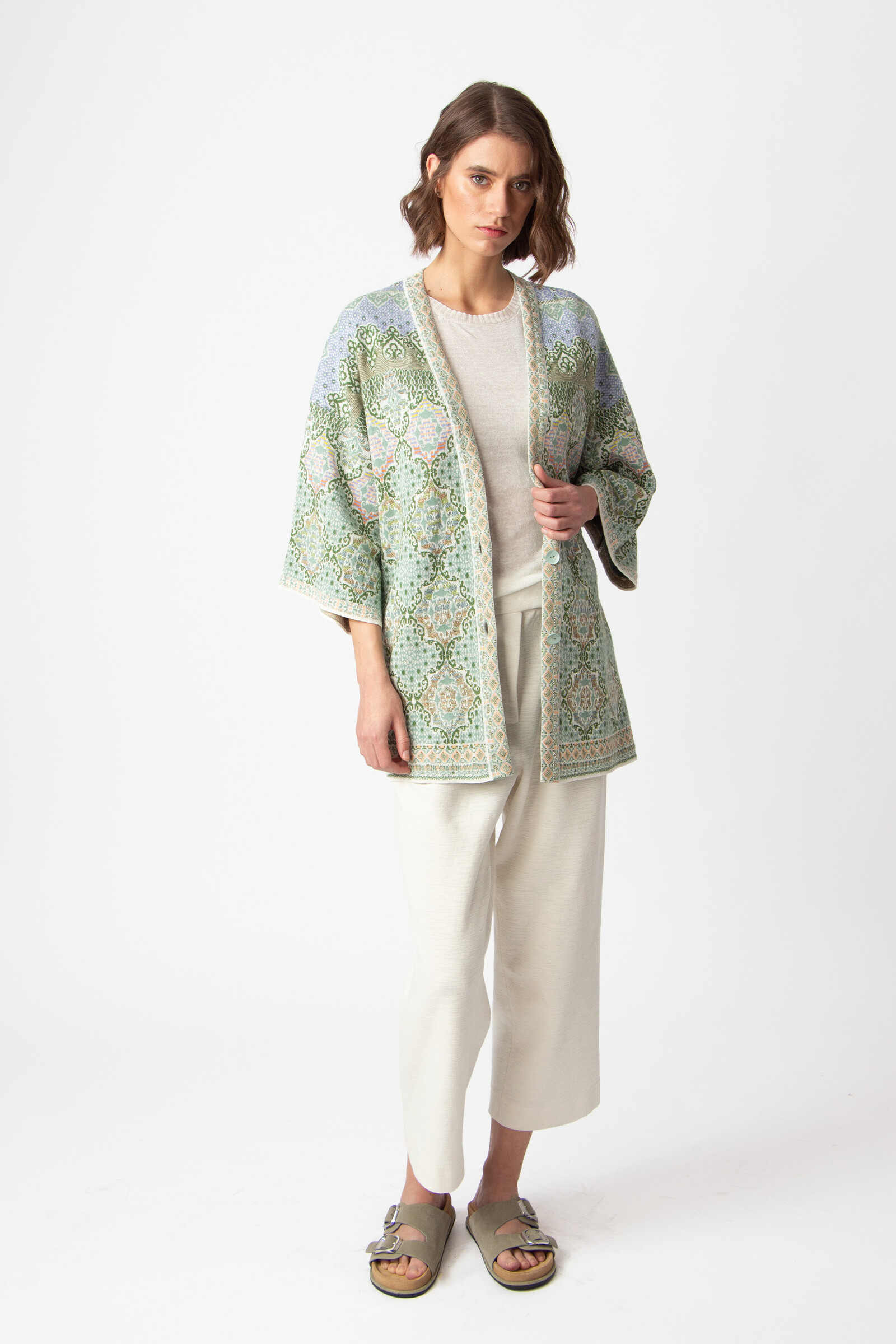 IVKO  Woman IVKO - Long Cardigan Morocco Pattern Pastel Green