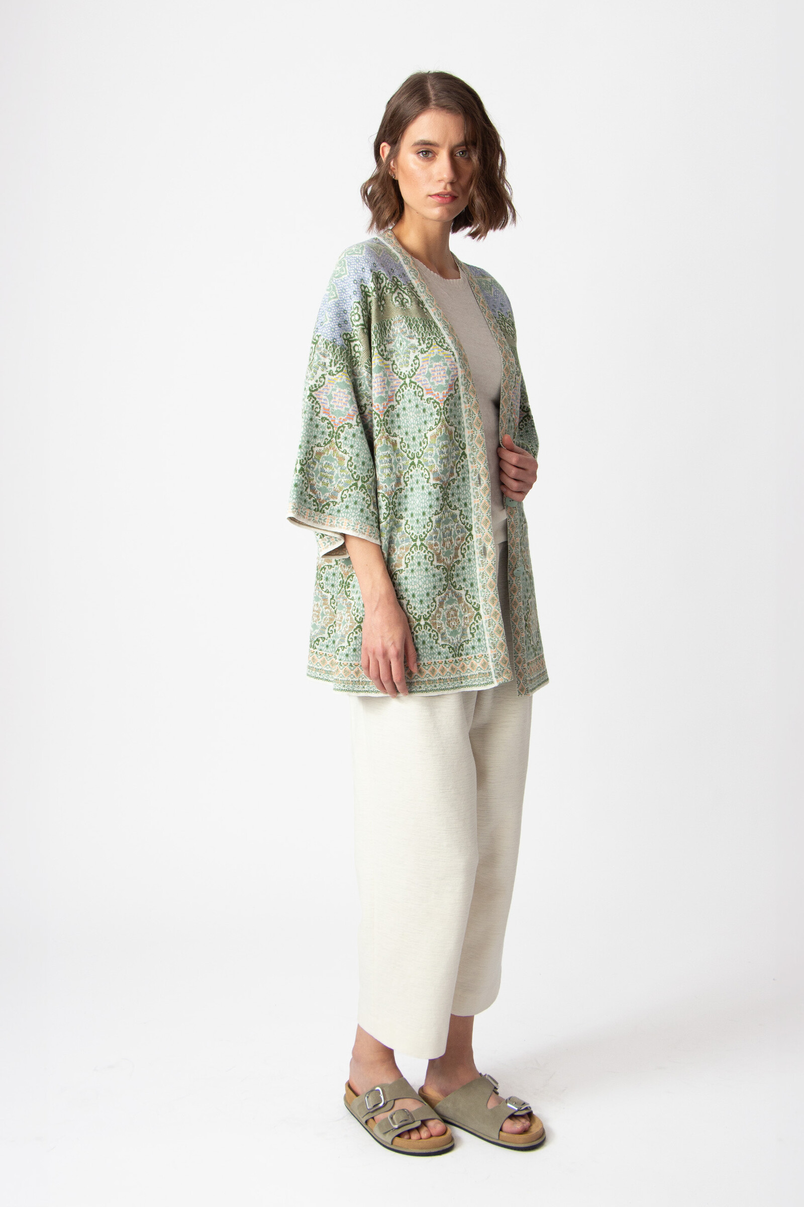 IVKO  Woman IVKO - Long Cardigan Morocco Pattern Pastel Green