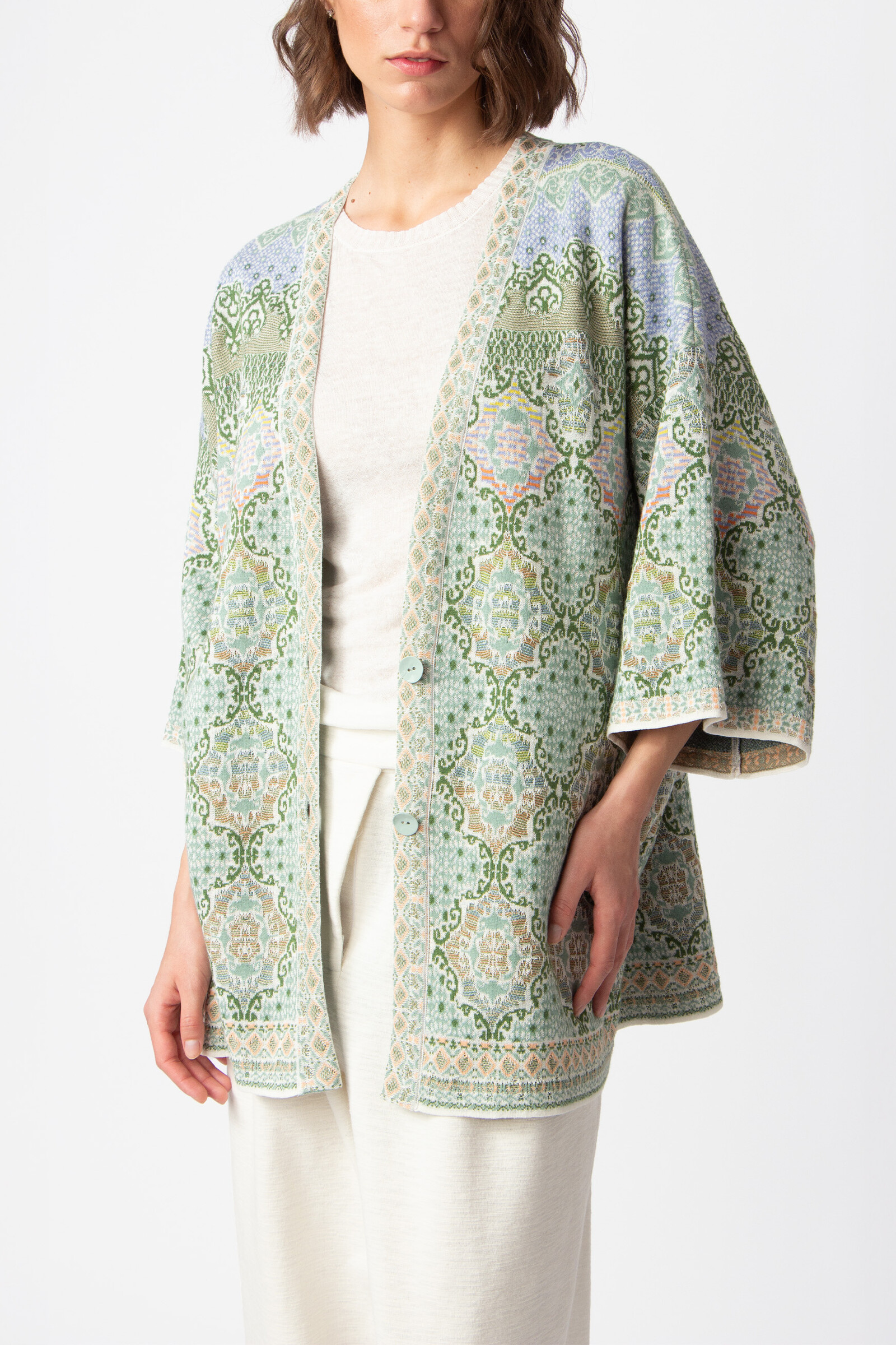 IVKO  Woman IVKO - Long Cardigan Morocco Pattern Pastel Green