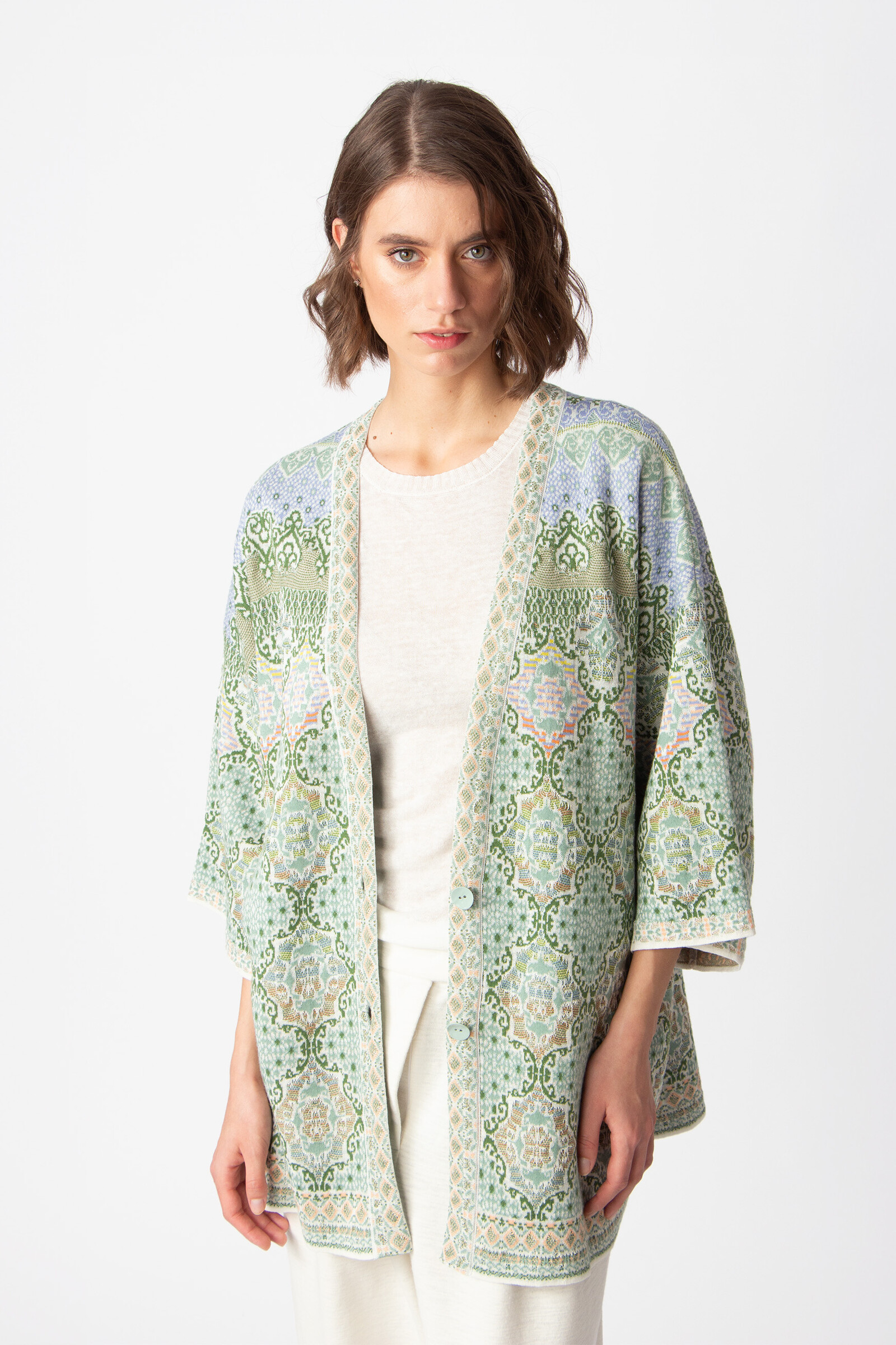 IVKO  Woman IVKO - Long Cardigan Morocco Pattern Pastel Green