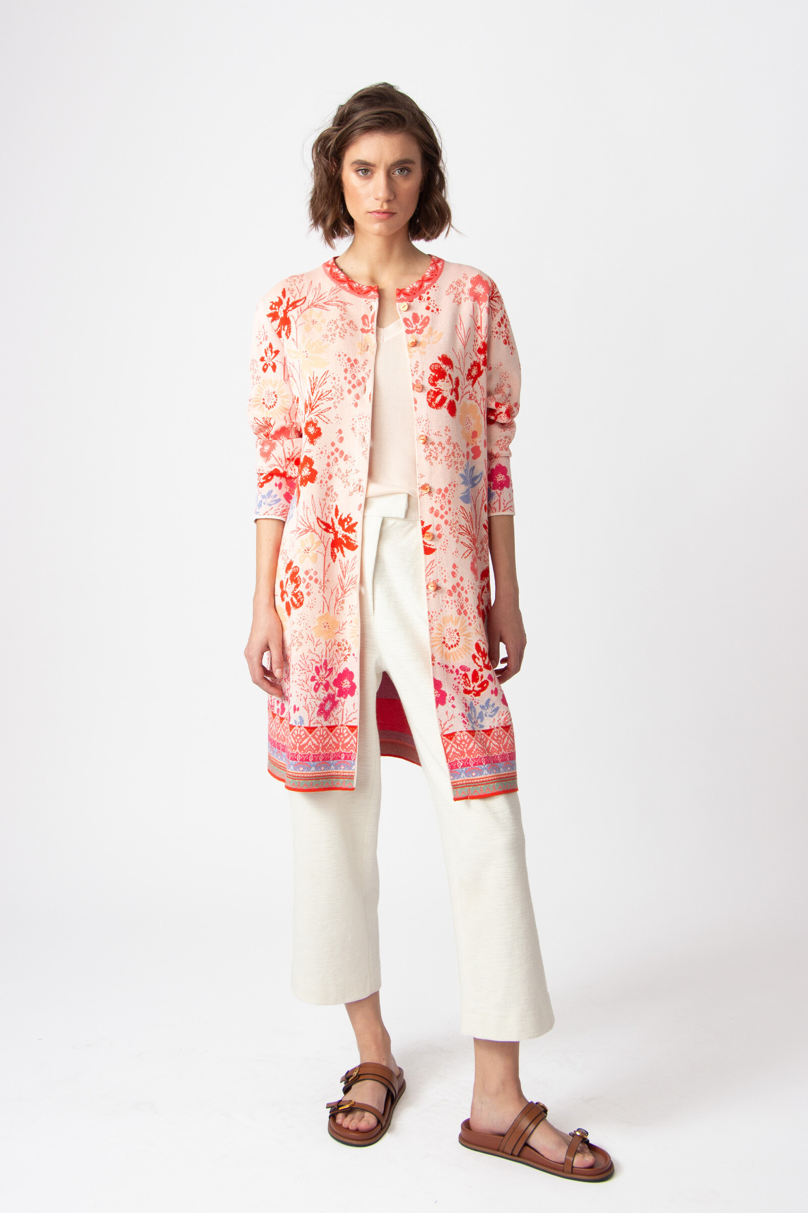 IVKO  Woman IVKO - Jacquard Coatigan Floral Pattern Light Pink