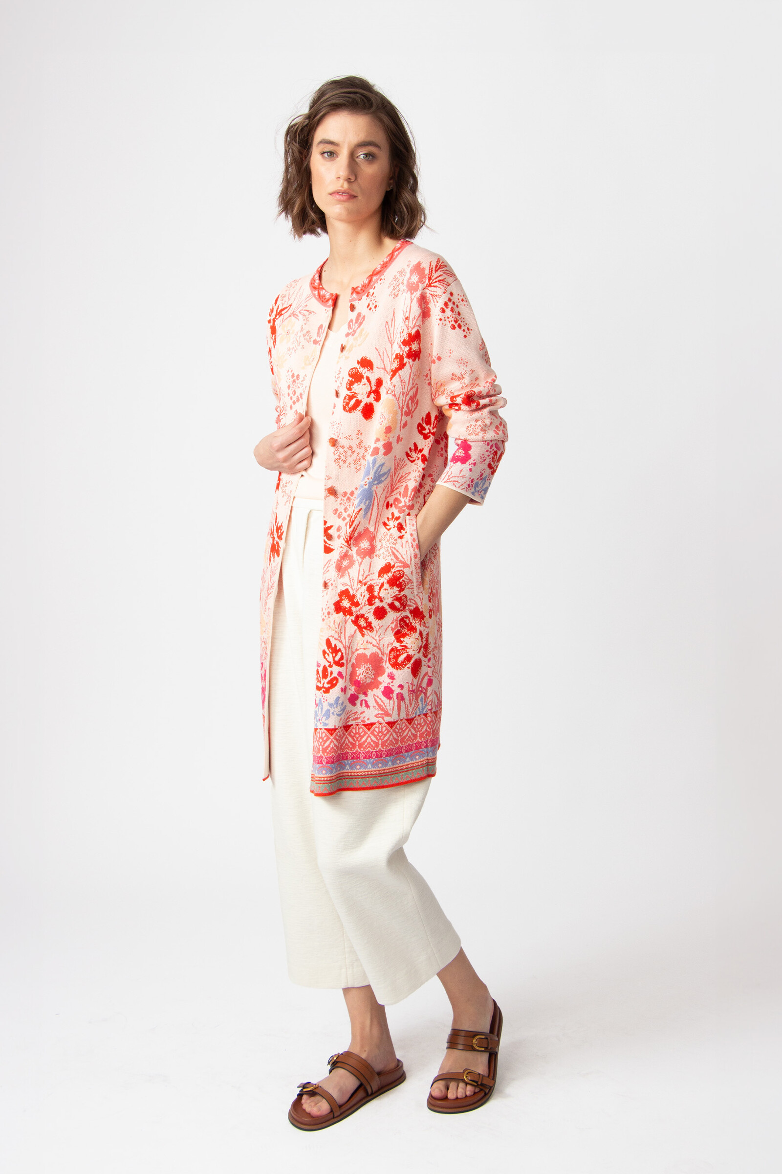 IVKO  Woman IVKO - Jacquard Coatigan Floral Pattern Light Pink