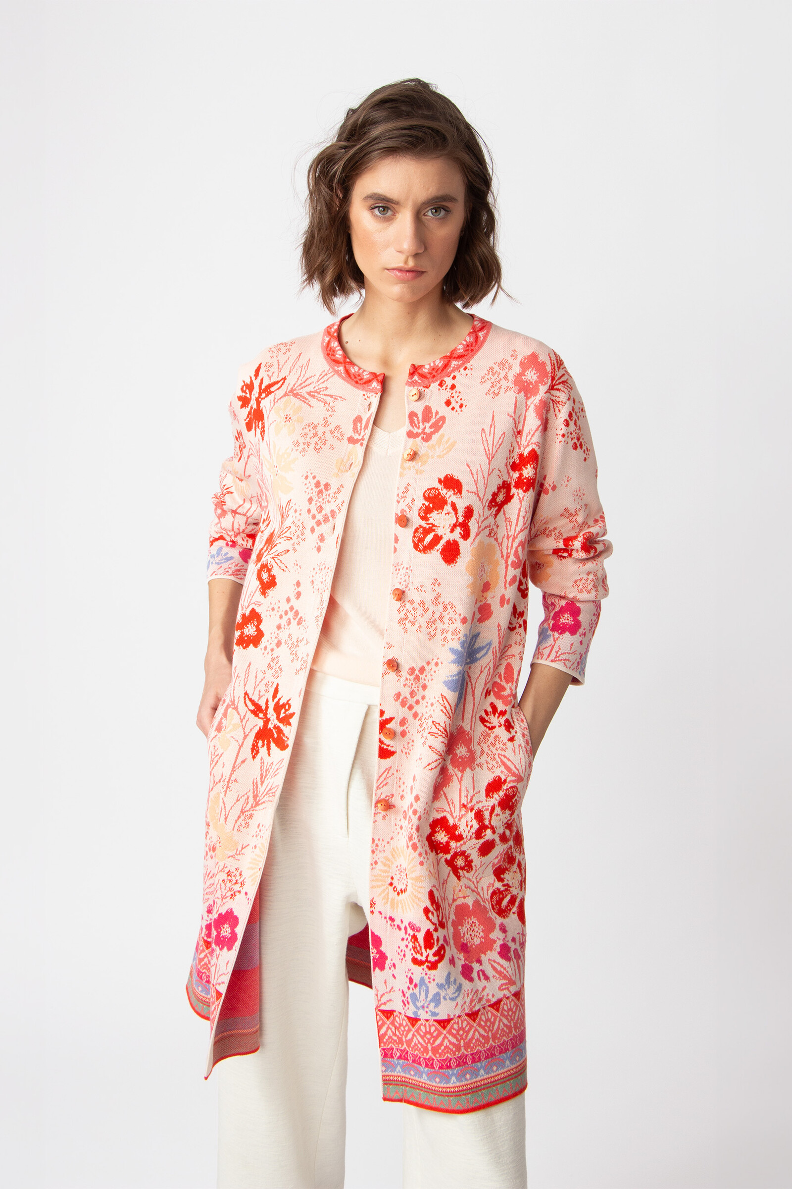 IVKO  Woman IVKO - Jacquard Coatigan Floral Pattern Light Pink