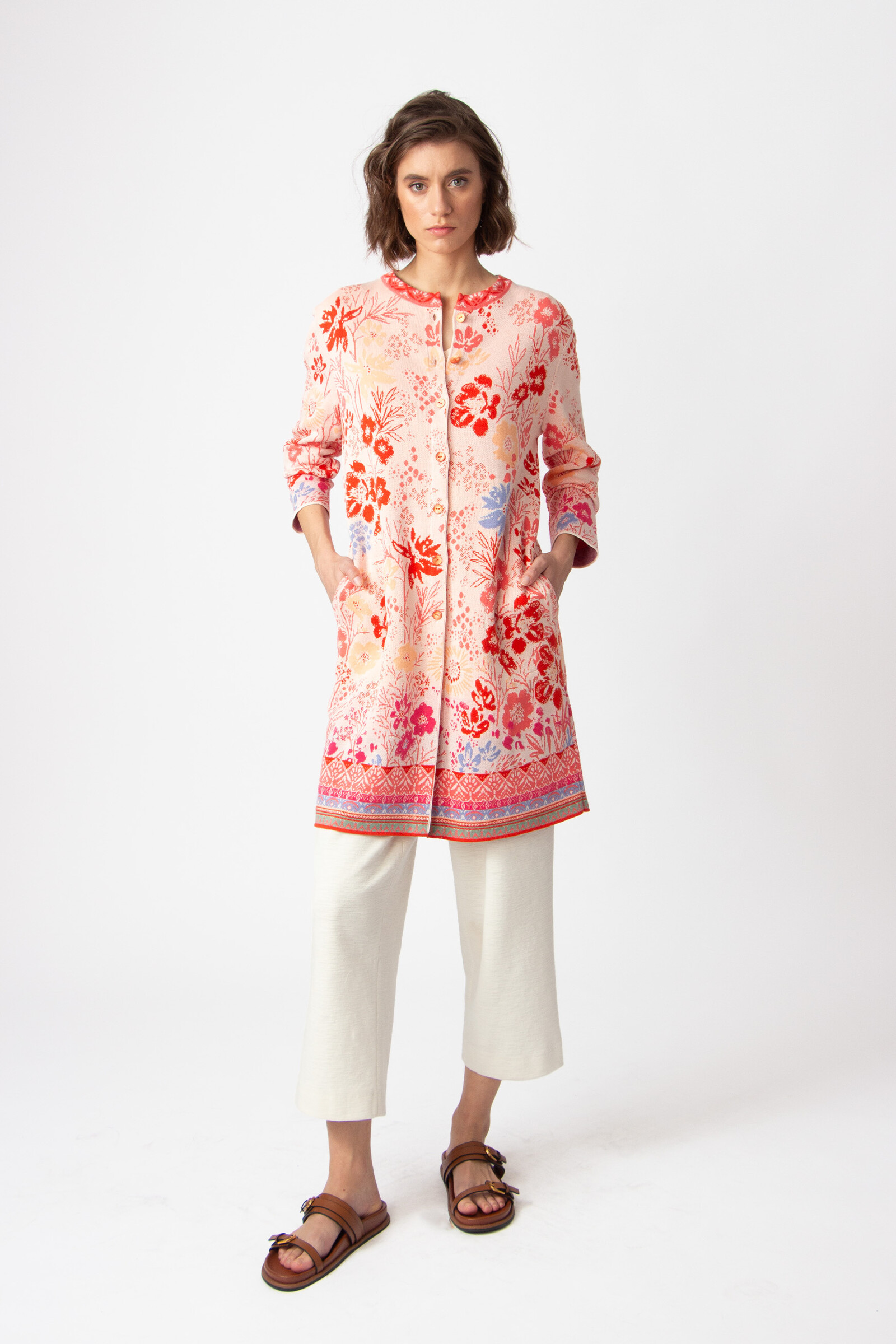 IVKO  Woman IVKO - Jacquard Coatigan Floral Pattern Light Pink