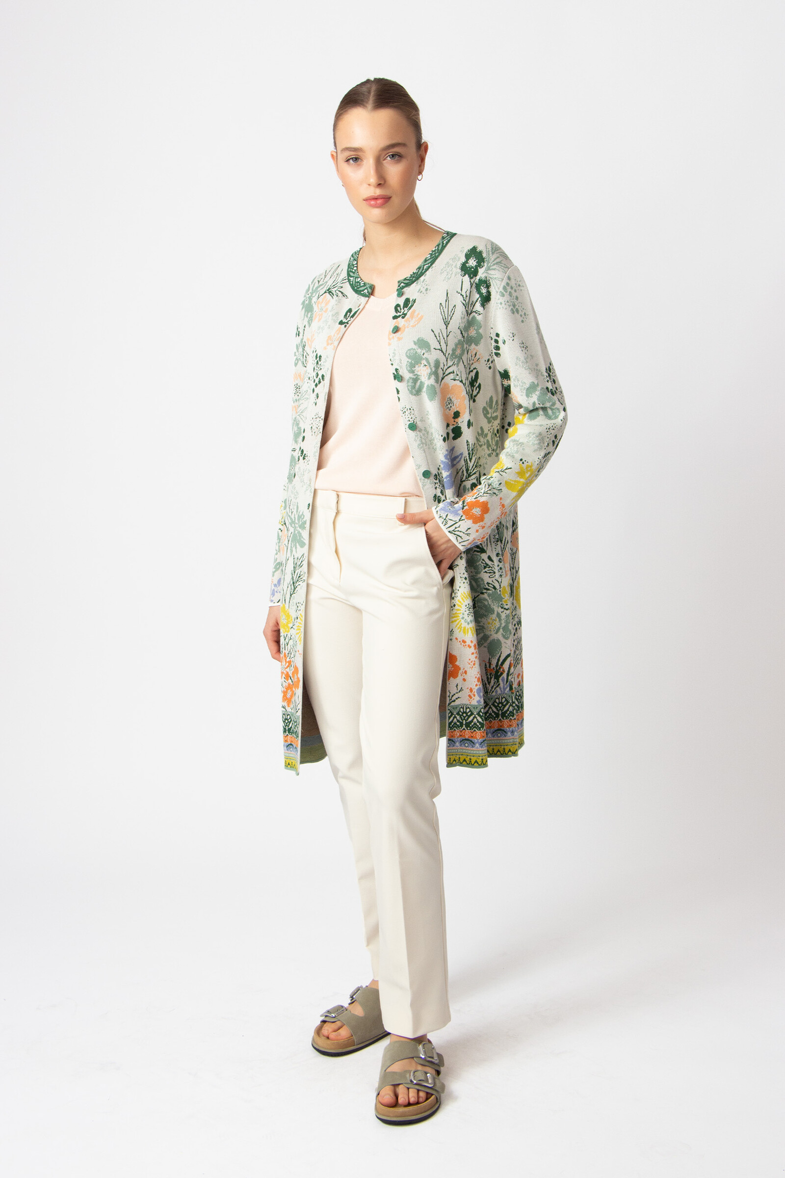 IVKO  Woman IVKO - Jacquard Coatigan Floral Pattern White