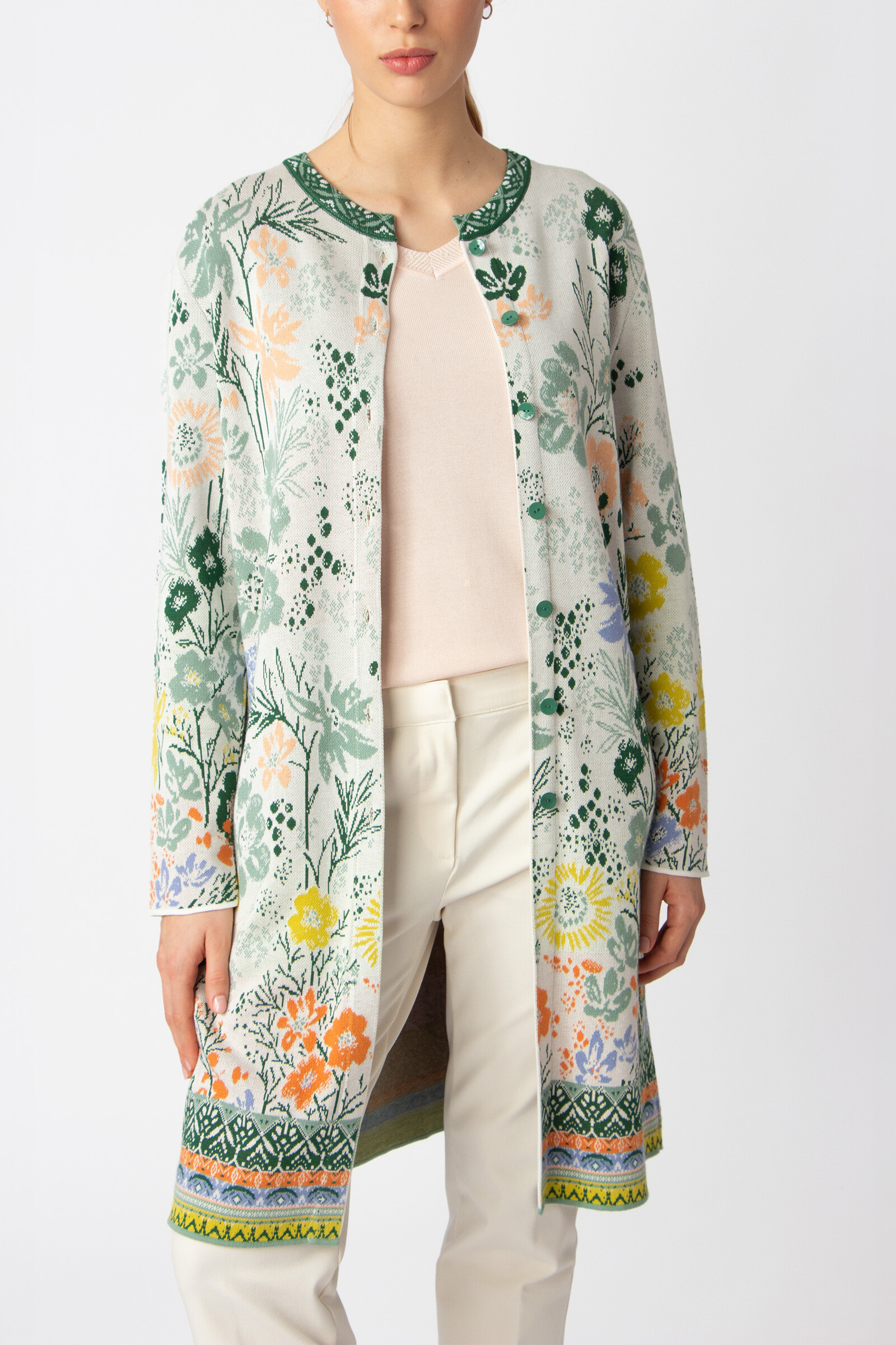 IVKO  Woman IVKO - Jacquard Coatigan Floral Pattern White