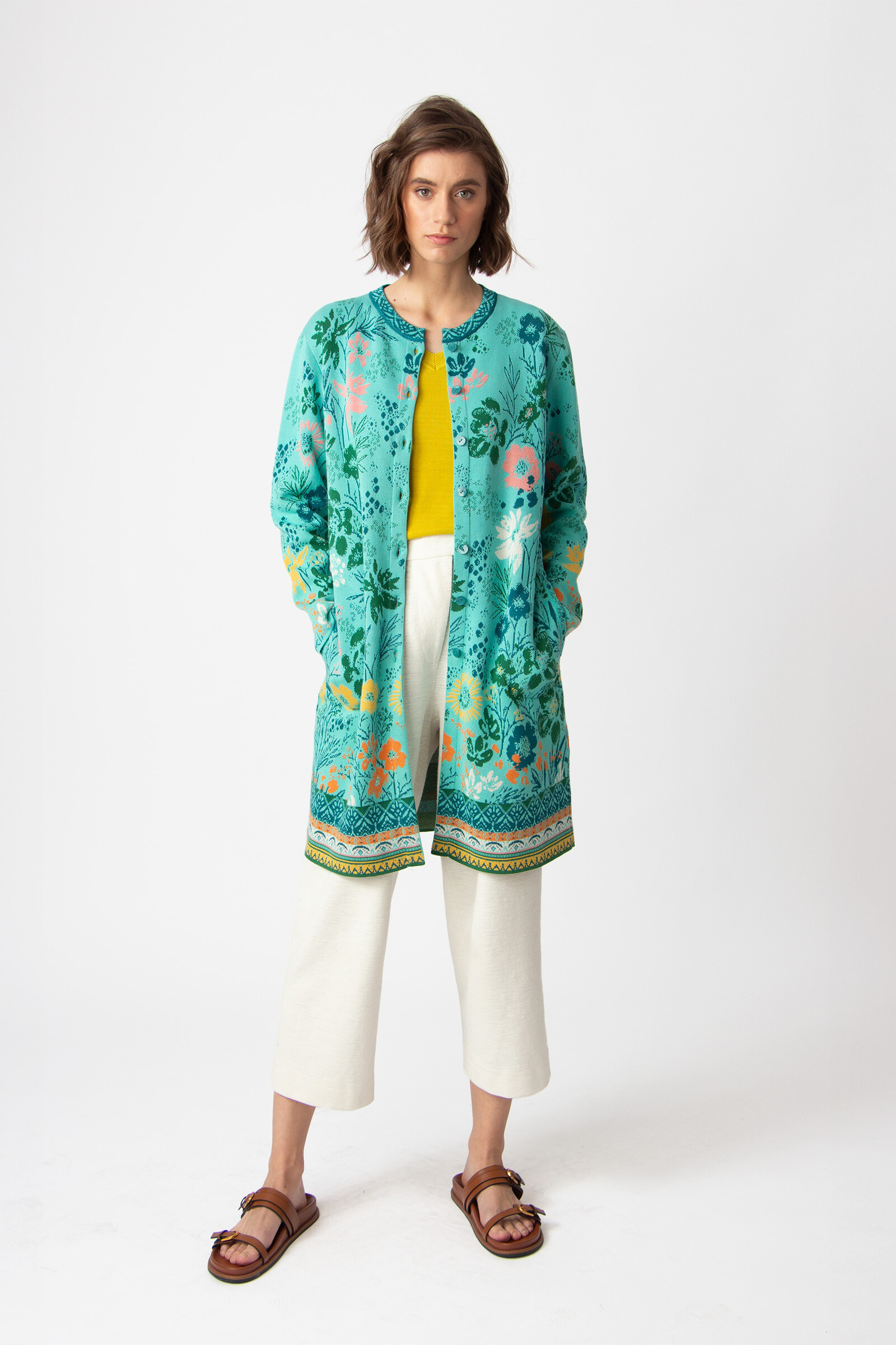 IVKO  Woman IVKO - Jacquard Coatigan Floral Pattern Aqua