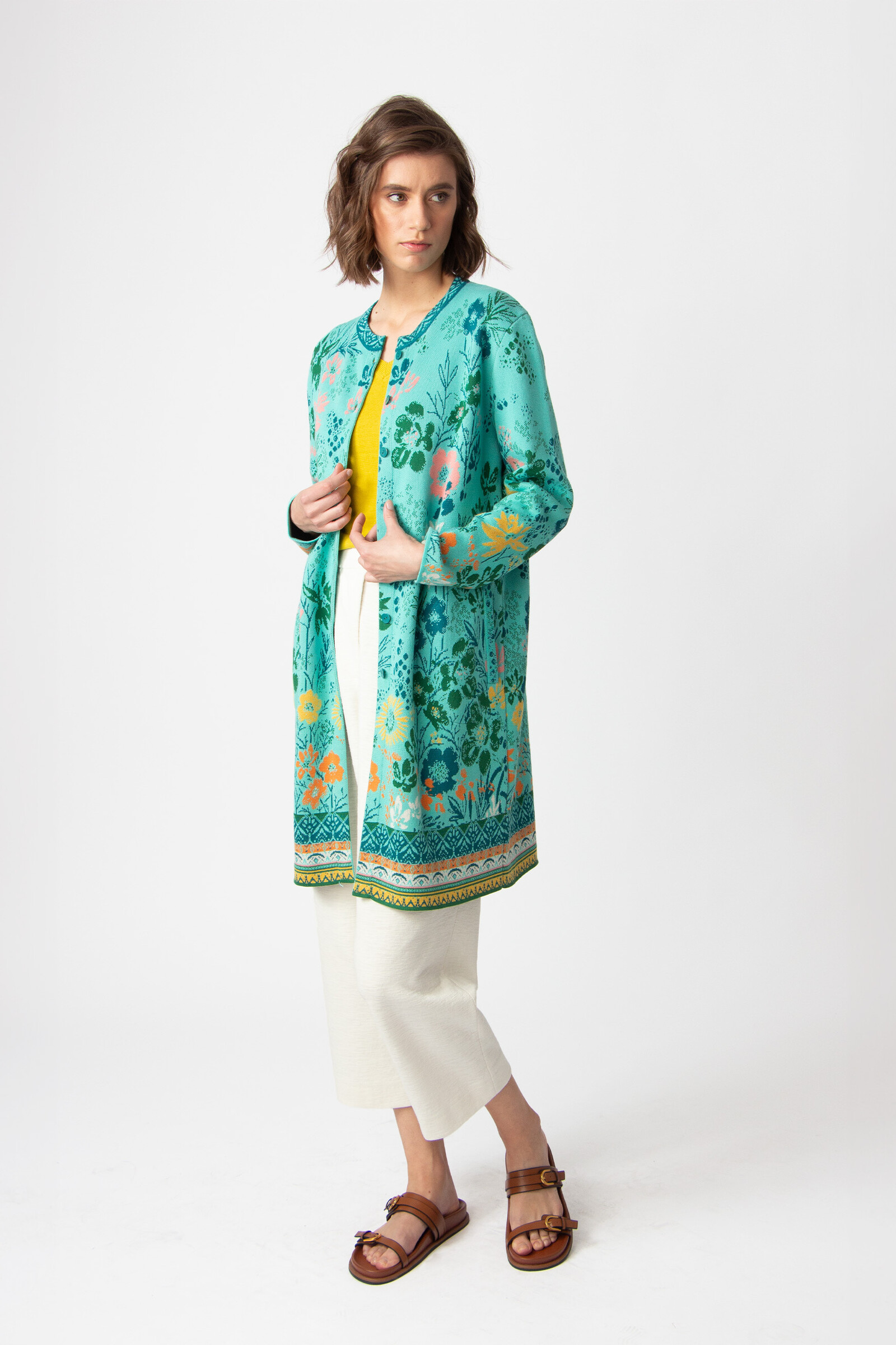 IVKO  Woman IVKO - Jacquard Coatigan Floral Pattern Aqua
