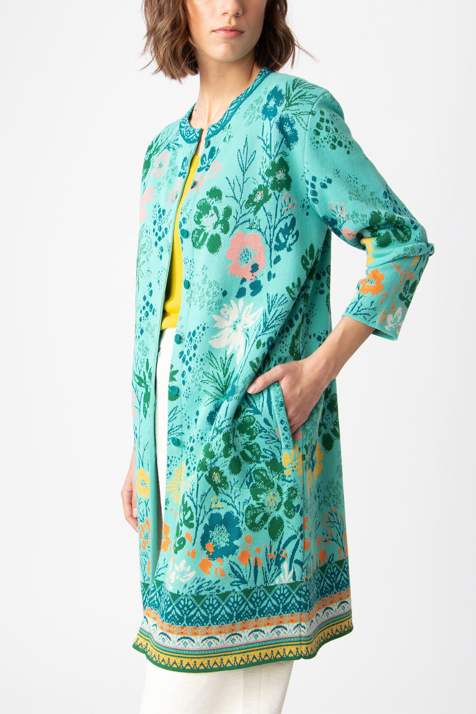 IVKO  Woman IVKO - Jacquard Coatigan Floral Pattern Aqua