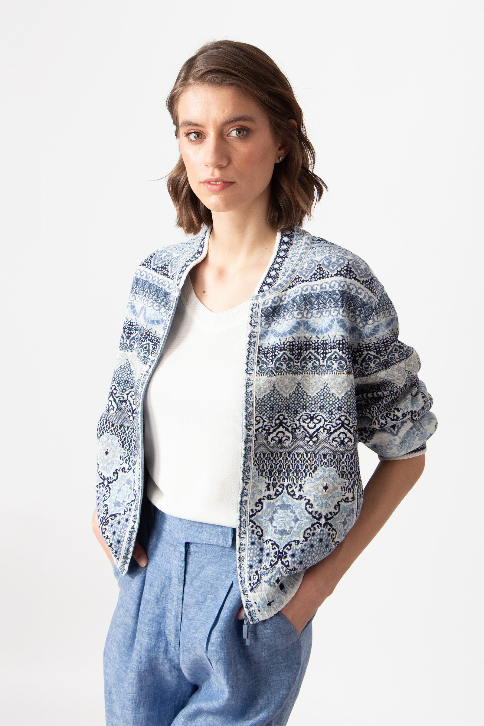 IVKO  Woman IVKO - Bomber Jacket Morocco Pattern China Blue