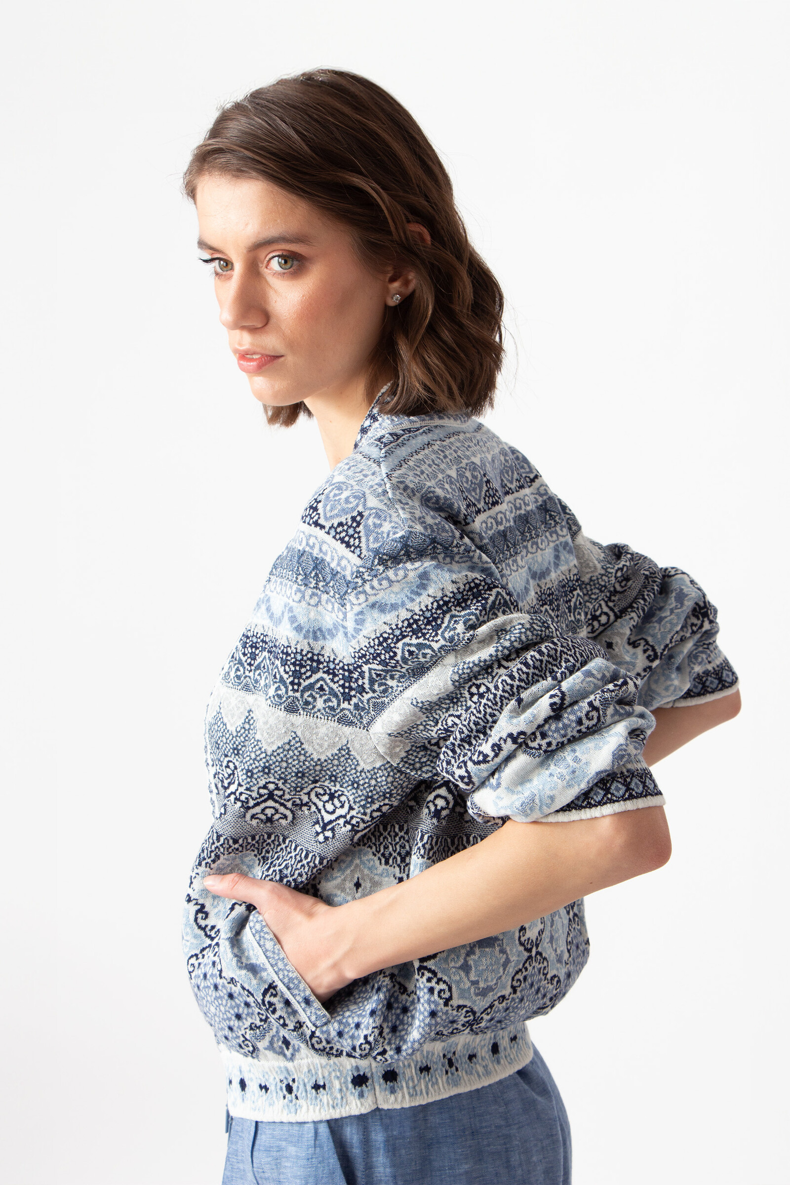 IVKO  Woman IVKO - Bomber Jacket Morocco Pattern China Blue