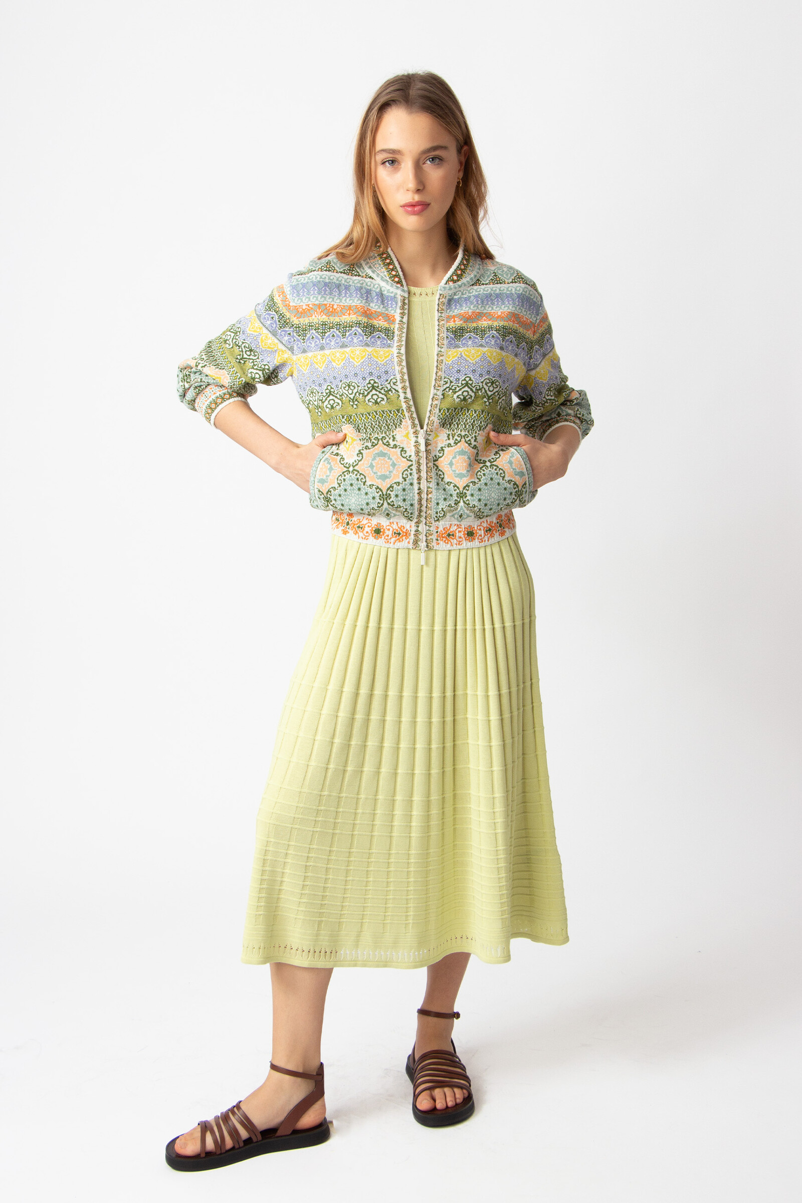 IVKO  Woman IVKO - Bomber Jacket Morocco Pattern Pastel Green