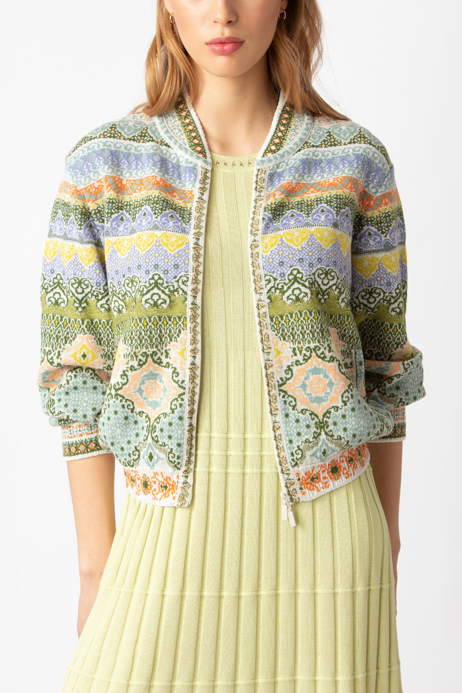 IVKO  Woman IVKO - Bomber Jacket Morocco Pattern Pastel Green