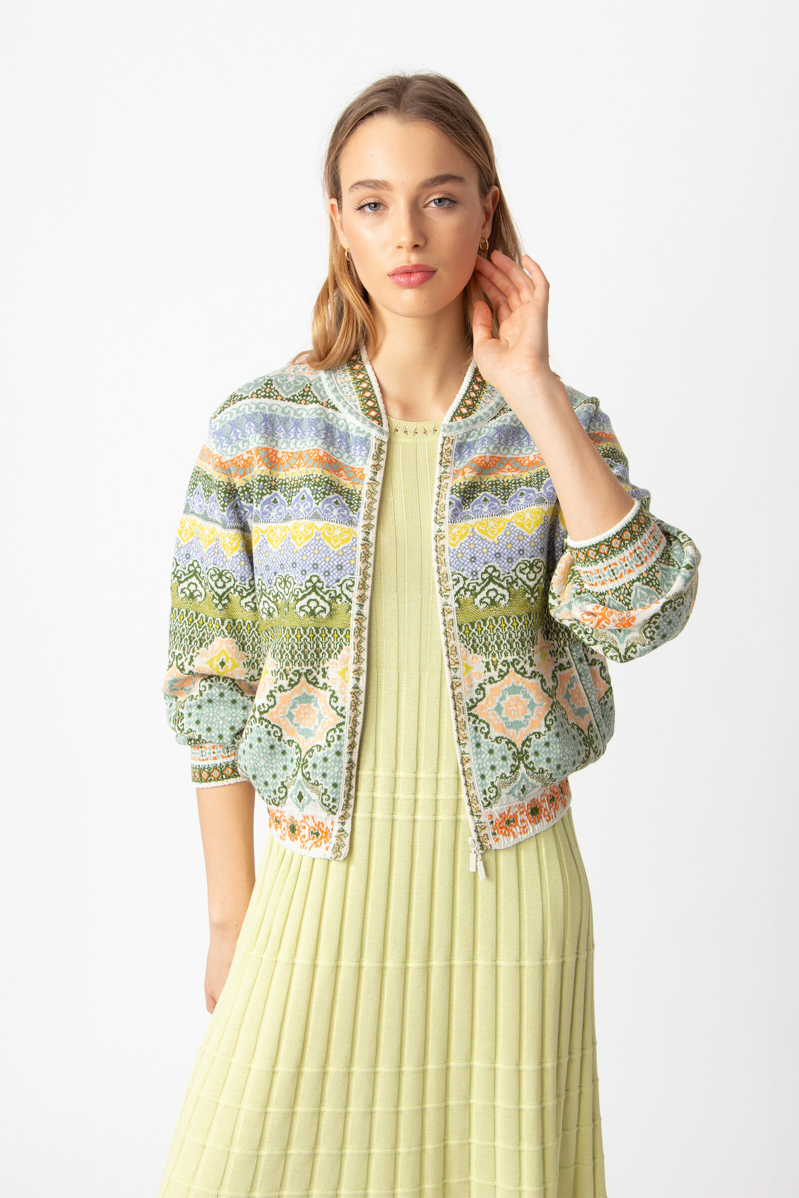 IVKO  Woman IVKO - Bomber Jacket Morocco Pattern Pastel Green