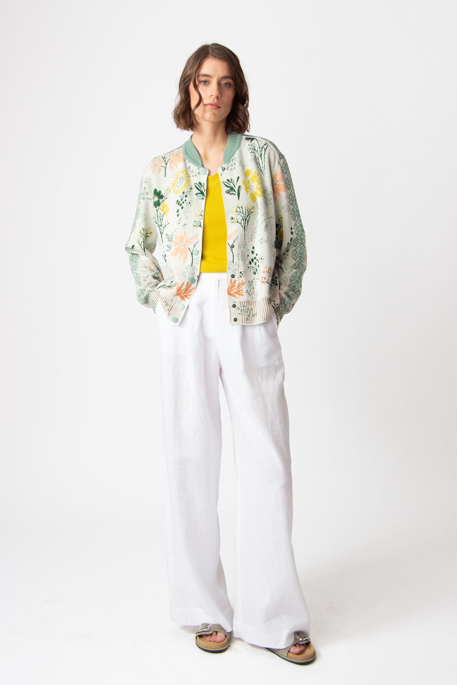 IVKO  Woman IVKO - Jacquard Bomber Jacket Floral Pattern White