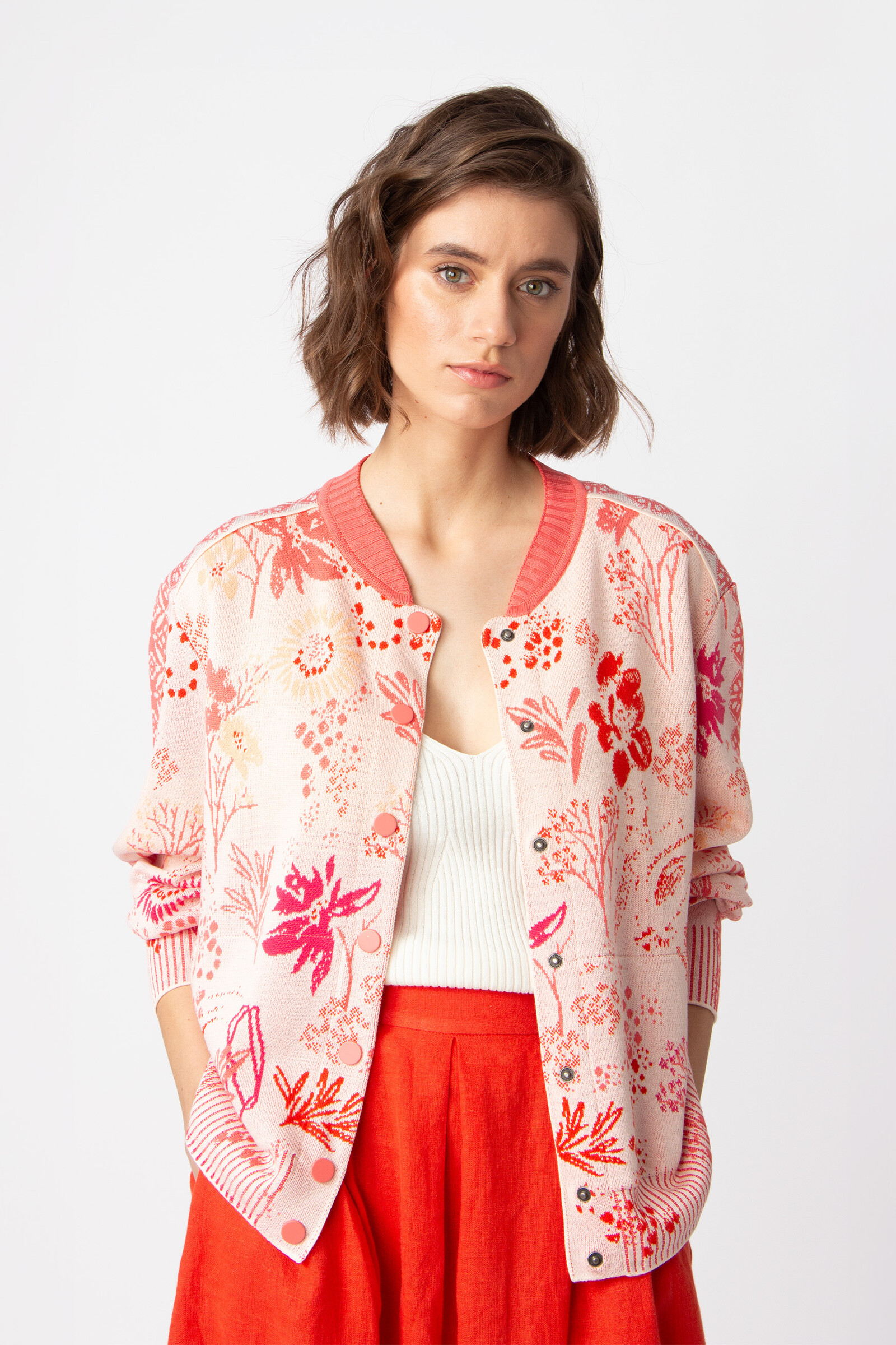 IVKO  Woman IVKO - Jacquard Bomber Jacket Floral Pattern Light Pink