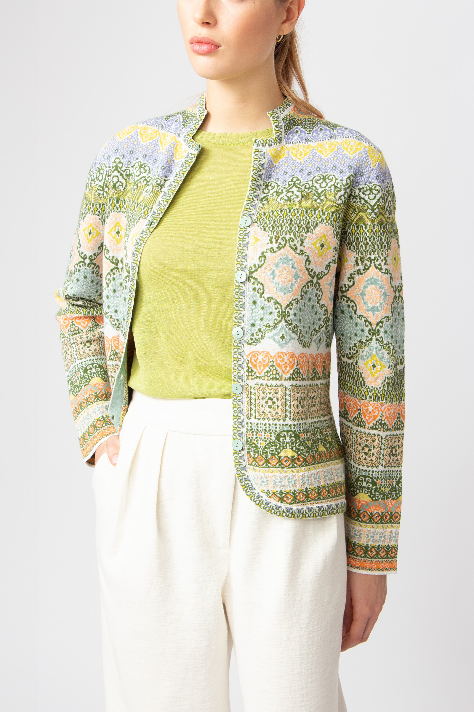 IVKO  Woman IVKO - Jacquard Jacket Morocco Pattern Pastel Green