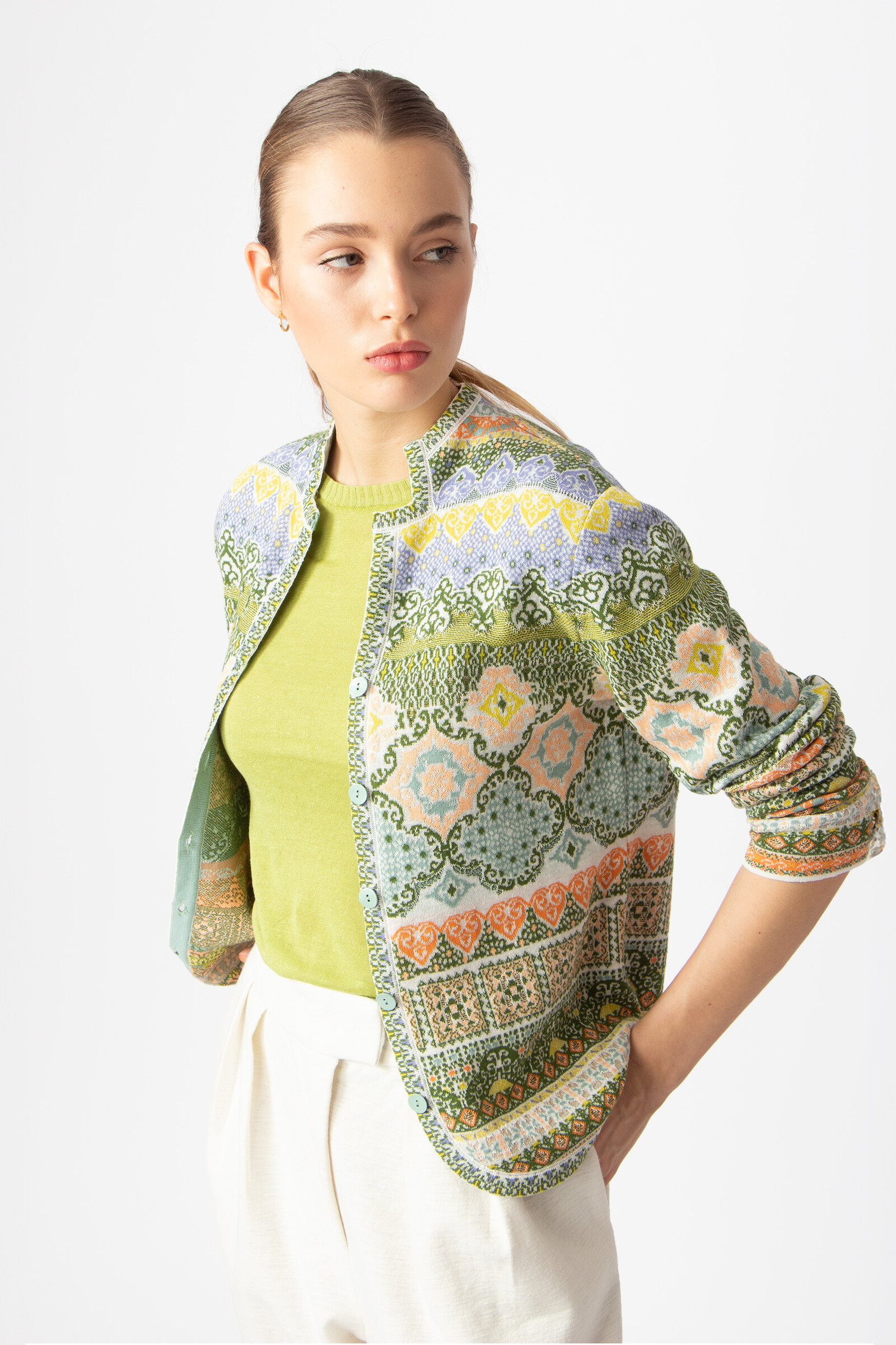 IVKO  Woman IVKO - Jacquard Jacket Morocco Pattern Pastel Green