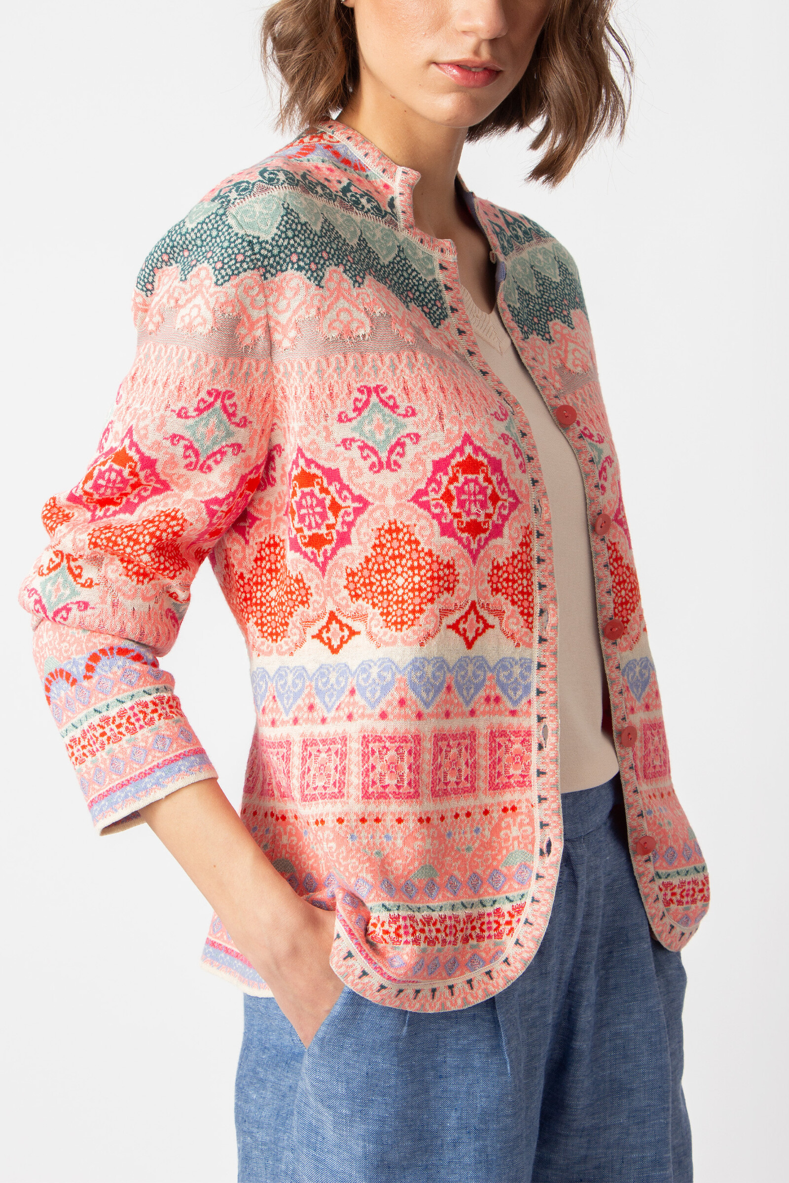 IVKO  Woman IVKO - Jacquard Jacket Morocco Pattern Coral