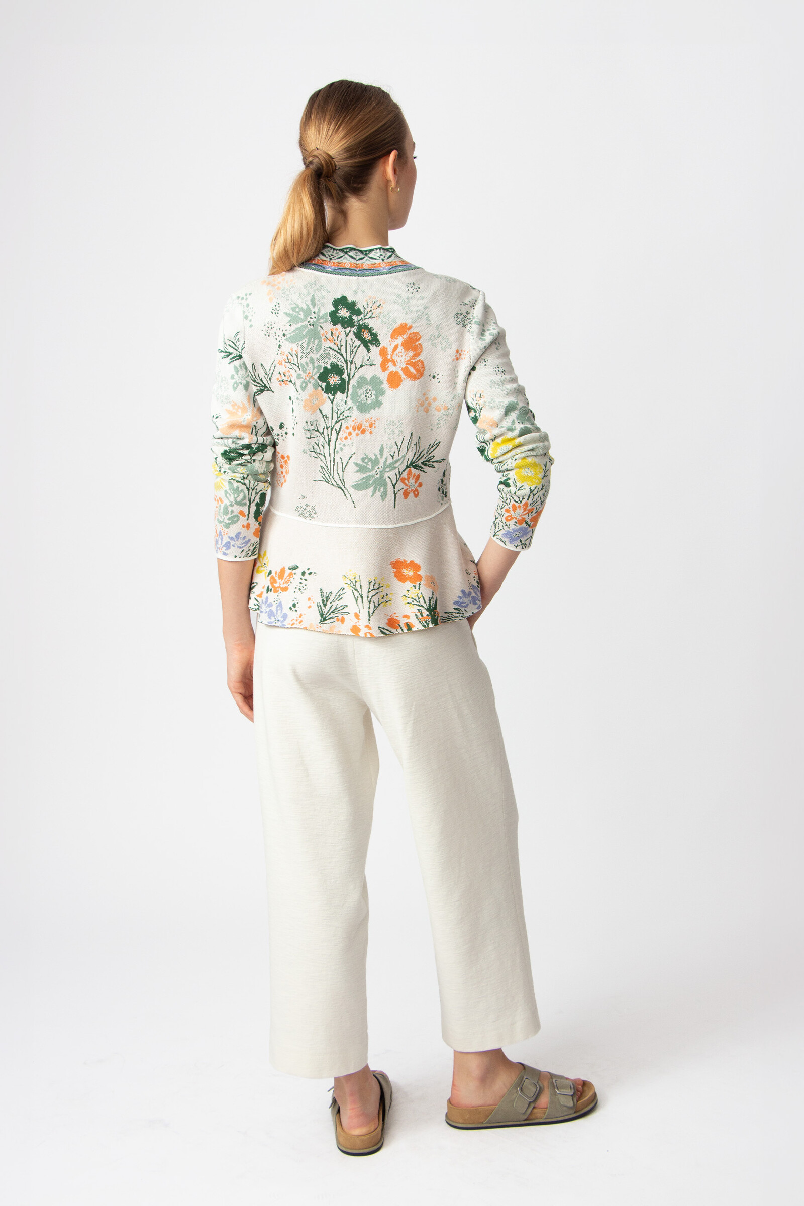 IVKO  Woman IVKO - V-Neck Jacket Floral Pattern White