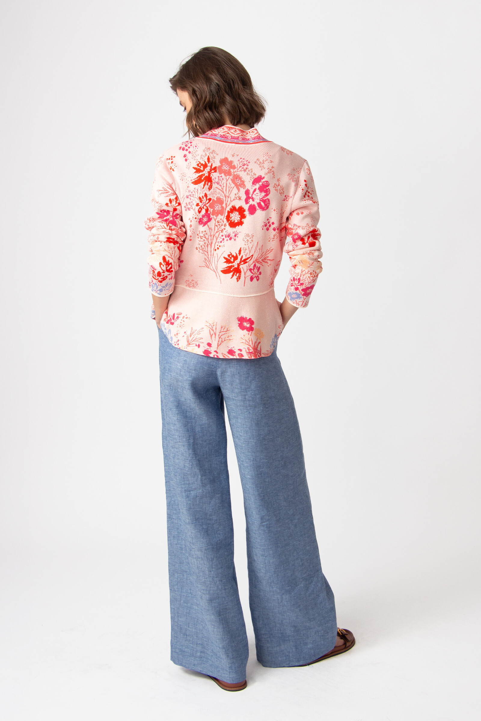 IVKO  Woman IVKO - V-Neck Jacket Floral Pattern Light Pink