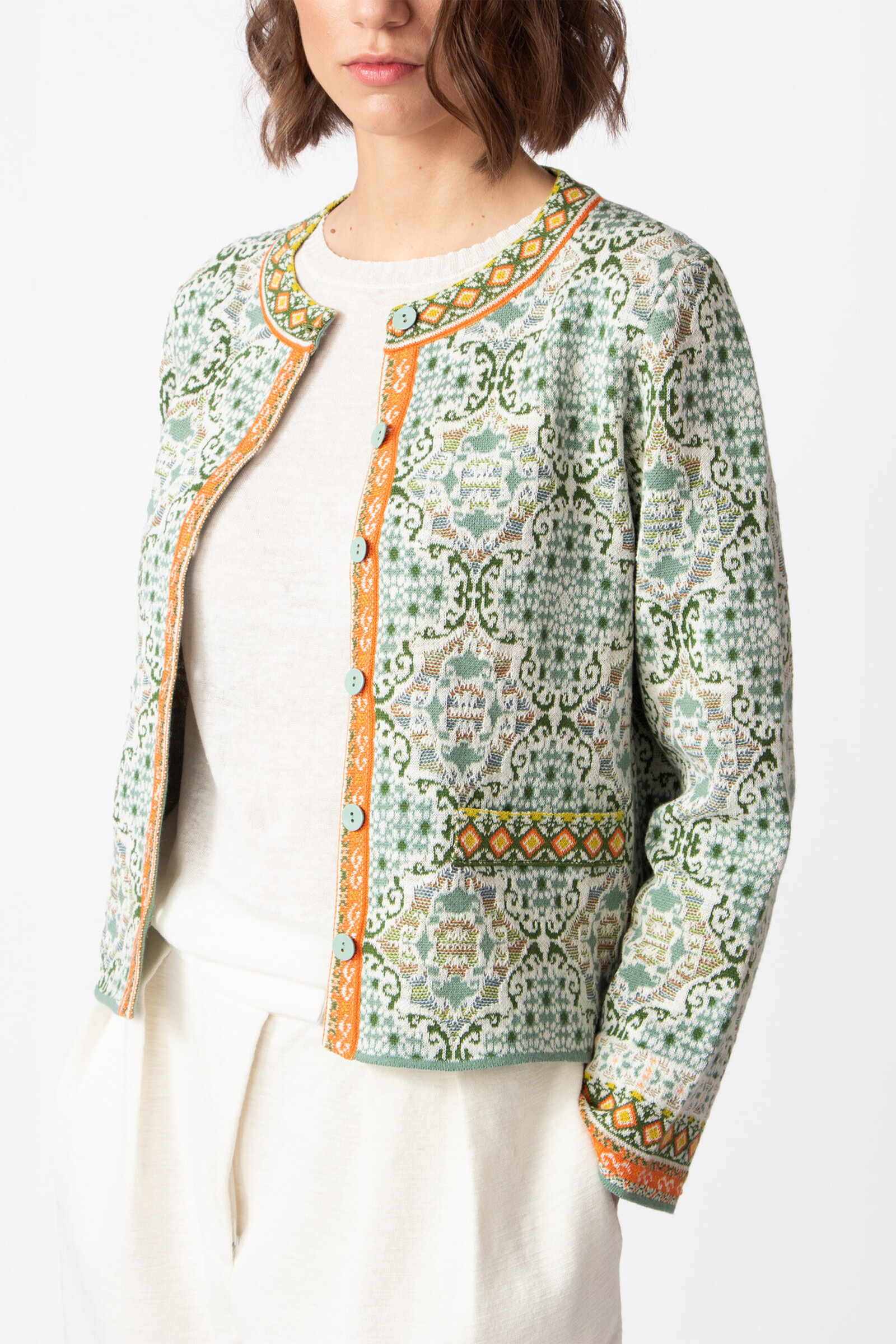 IVKO  Woman IVKO - Jacket O-Neck Morocco Pattern Pastel Green