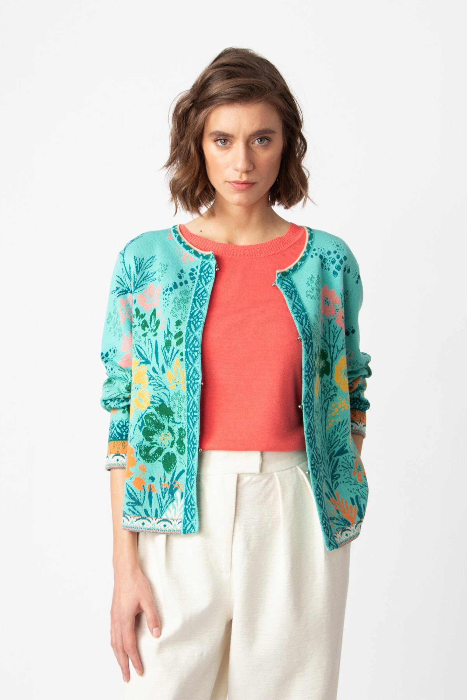 IVKO  Woman IVKO - Jacquard Jacket Floral Pattern Aqua