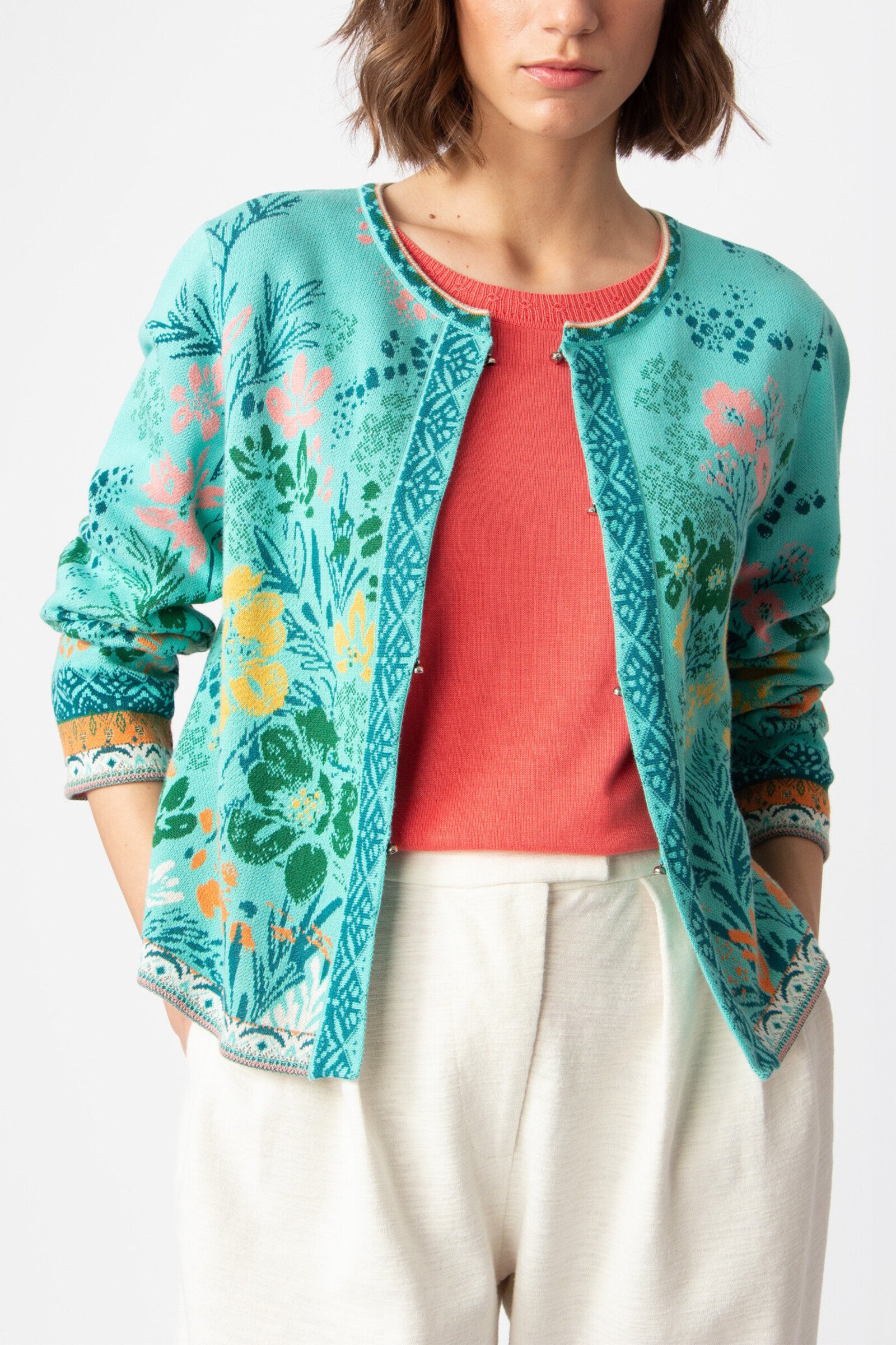 IVKO  Woman IVKO - Jacquard Jacket Floral Pattern Aqua