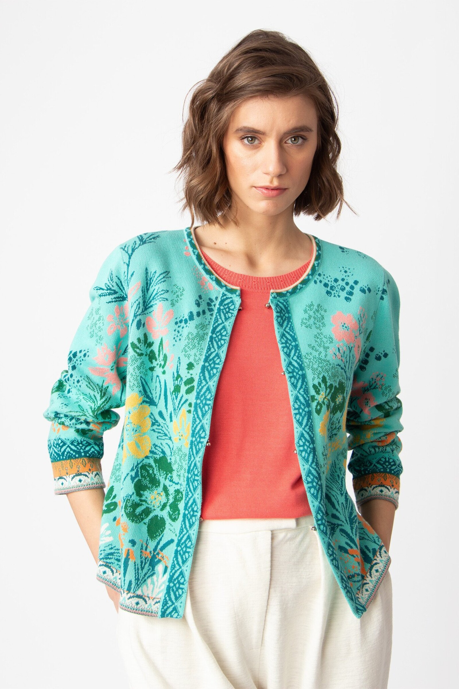 IVKO  Woman IVKO - Jacquard Jacket Floral Pattern Aqua