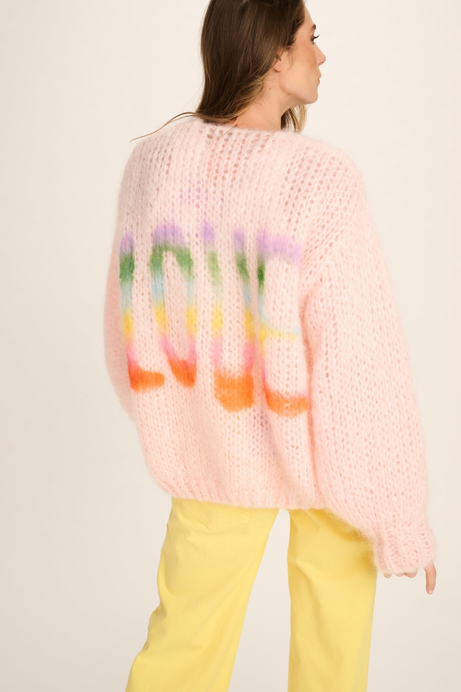 Les Tricots d'O Les Tricots d'O - Charlotte Mohair Cardigan Pastel Pink Love Graffiti