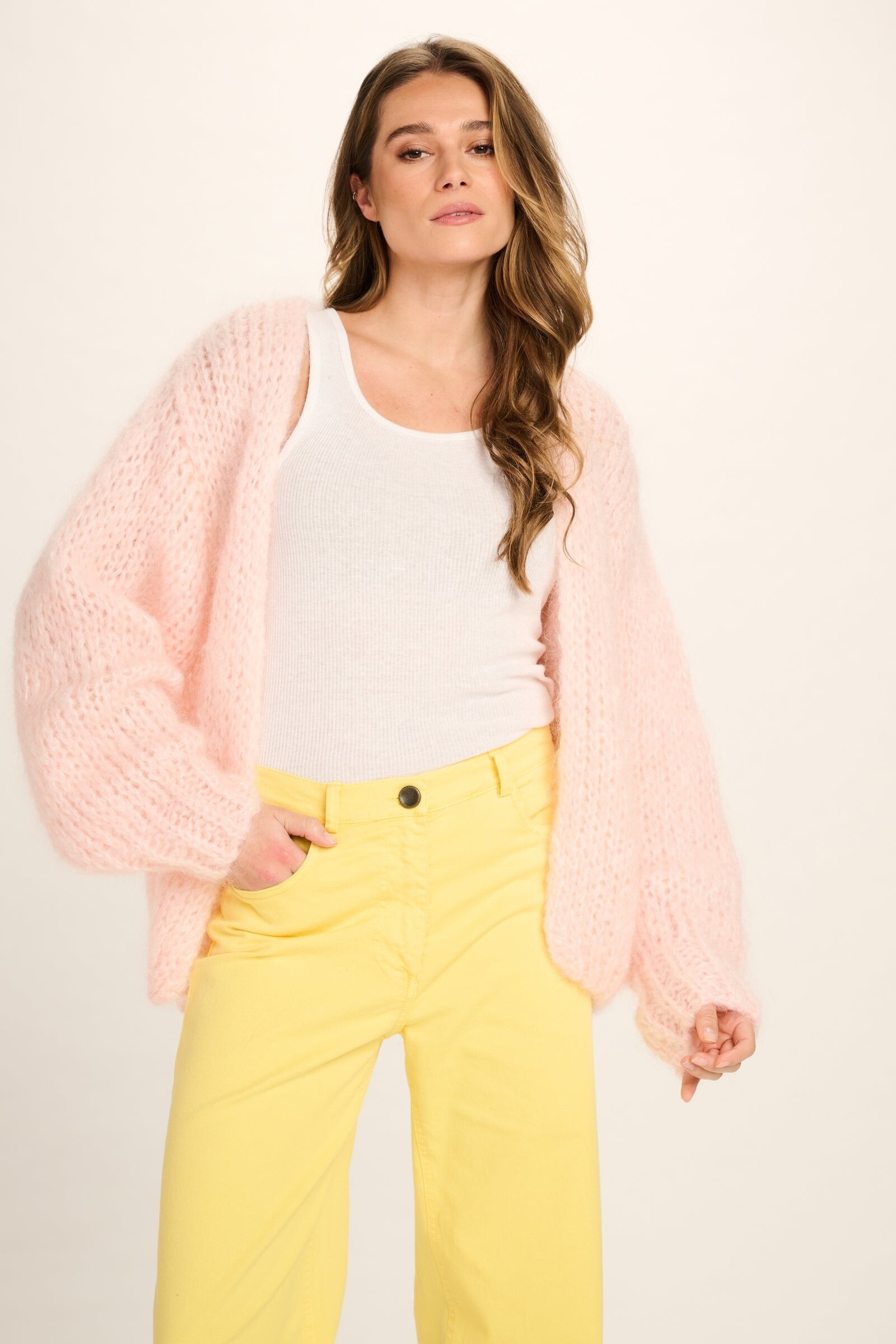Les Tricots d'O Les Tricots d'O - Charlotte Mohair Cardigan Pastel Pink Love Graffiti