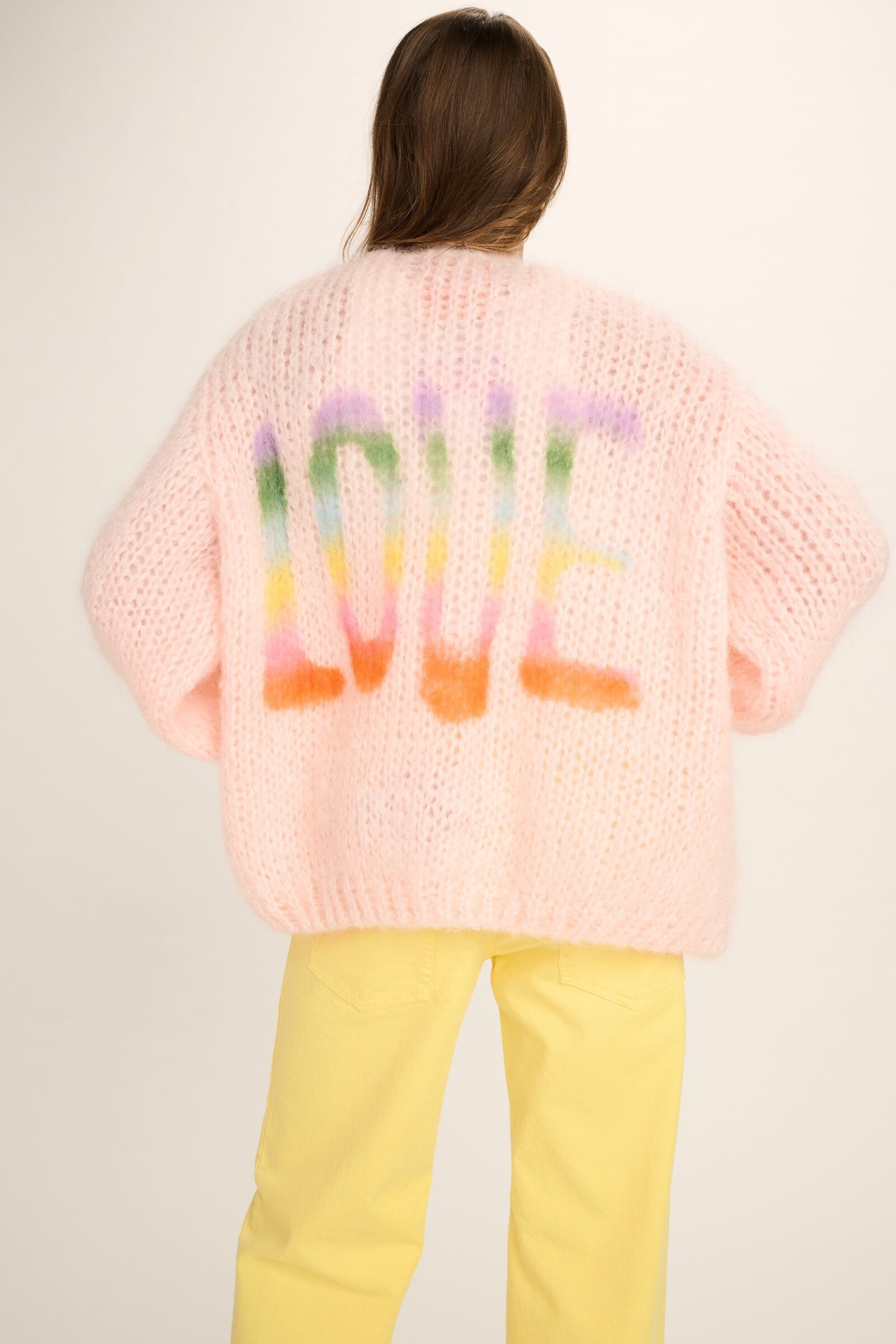 Les Tricots d'O Les Tricots d'O - Charlotte Mohair Cardigan Pastel Pink Love Graffiti