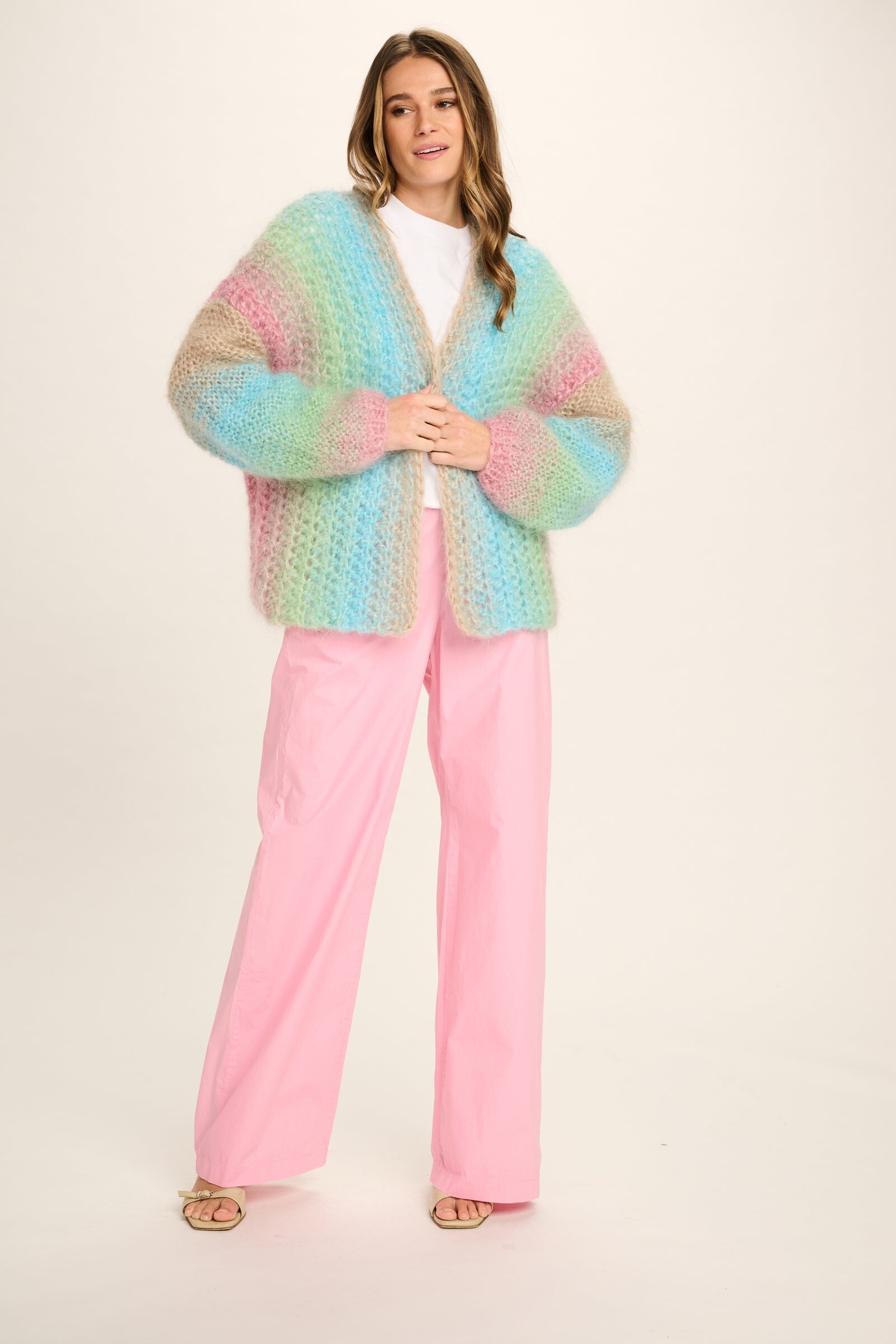 Les Tricots d'O Les Tricots d'O - Edie Mohair Cardigan Short Turquoise/Mint/Pink/Sand Crochet