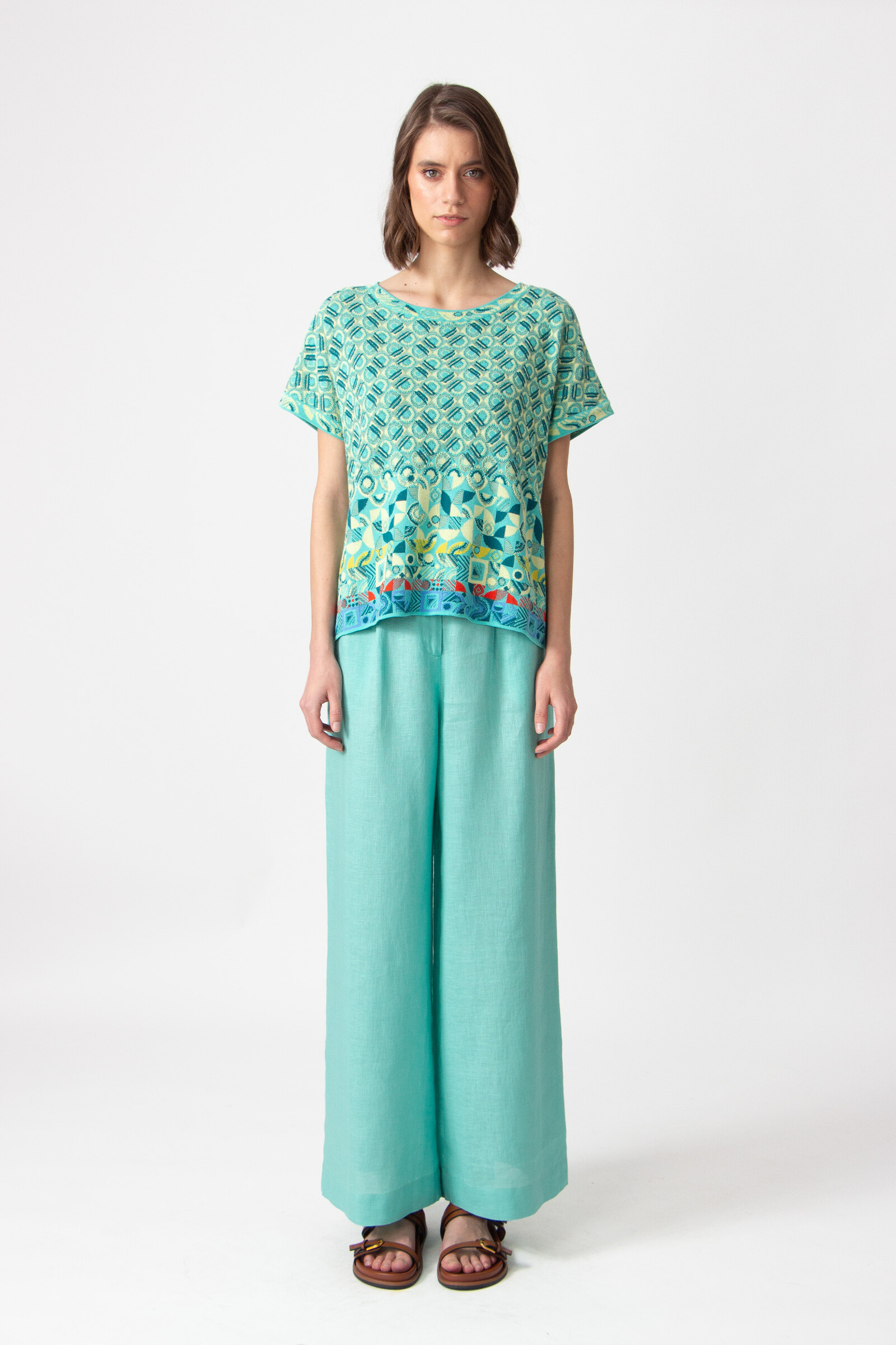 IVKO  Woman IVKO - Sleeveless Pullover Mix & Match Pattern Aqua