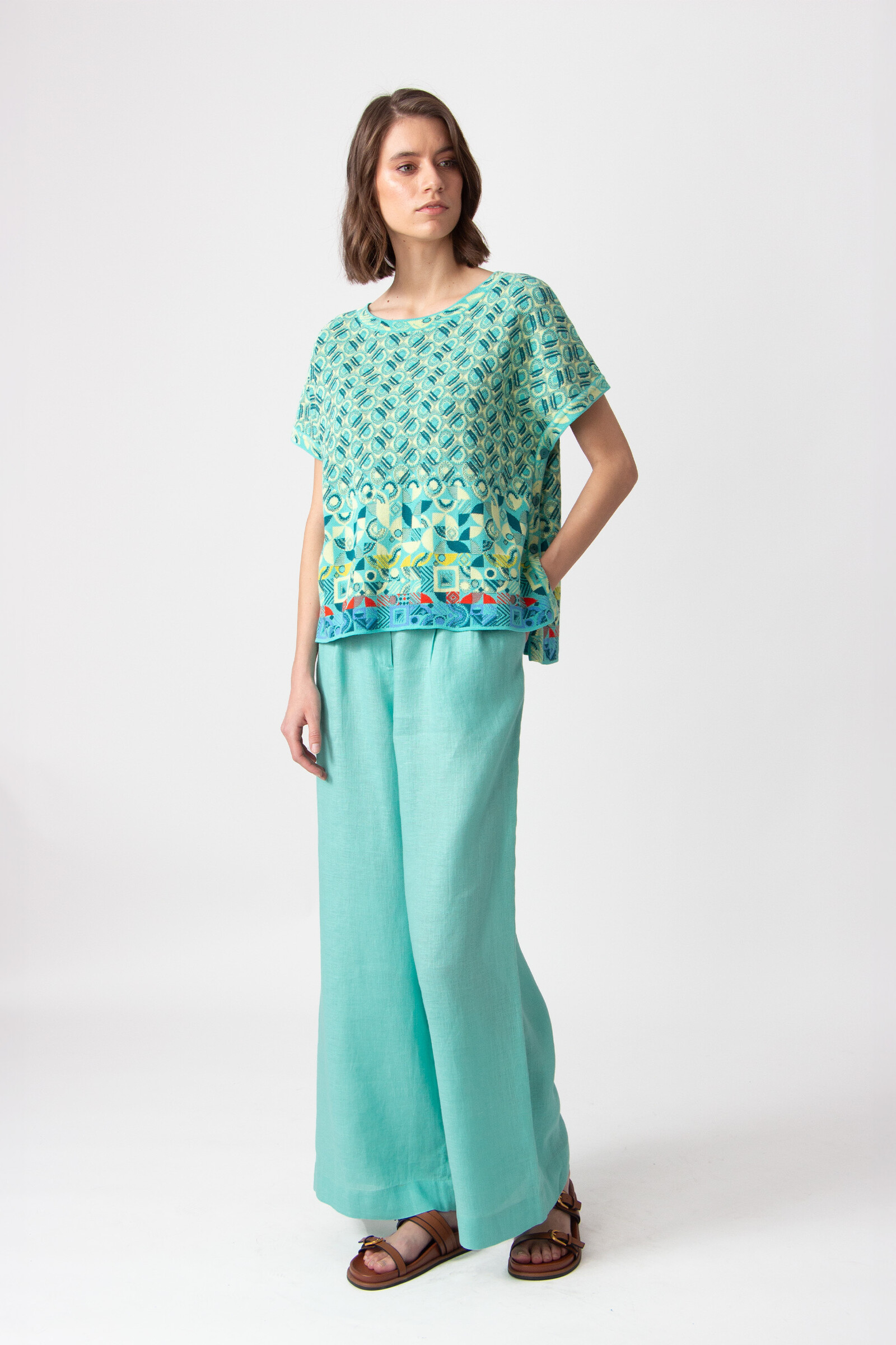 IVKO  Woman IVKO - Sleeveless Pullover Mix & Match Pattern Aqua